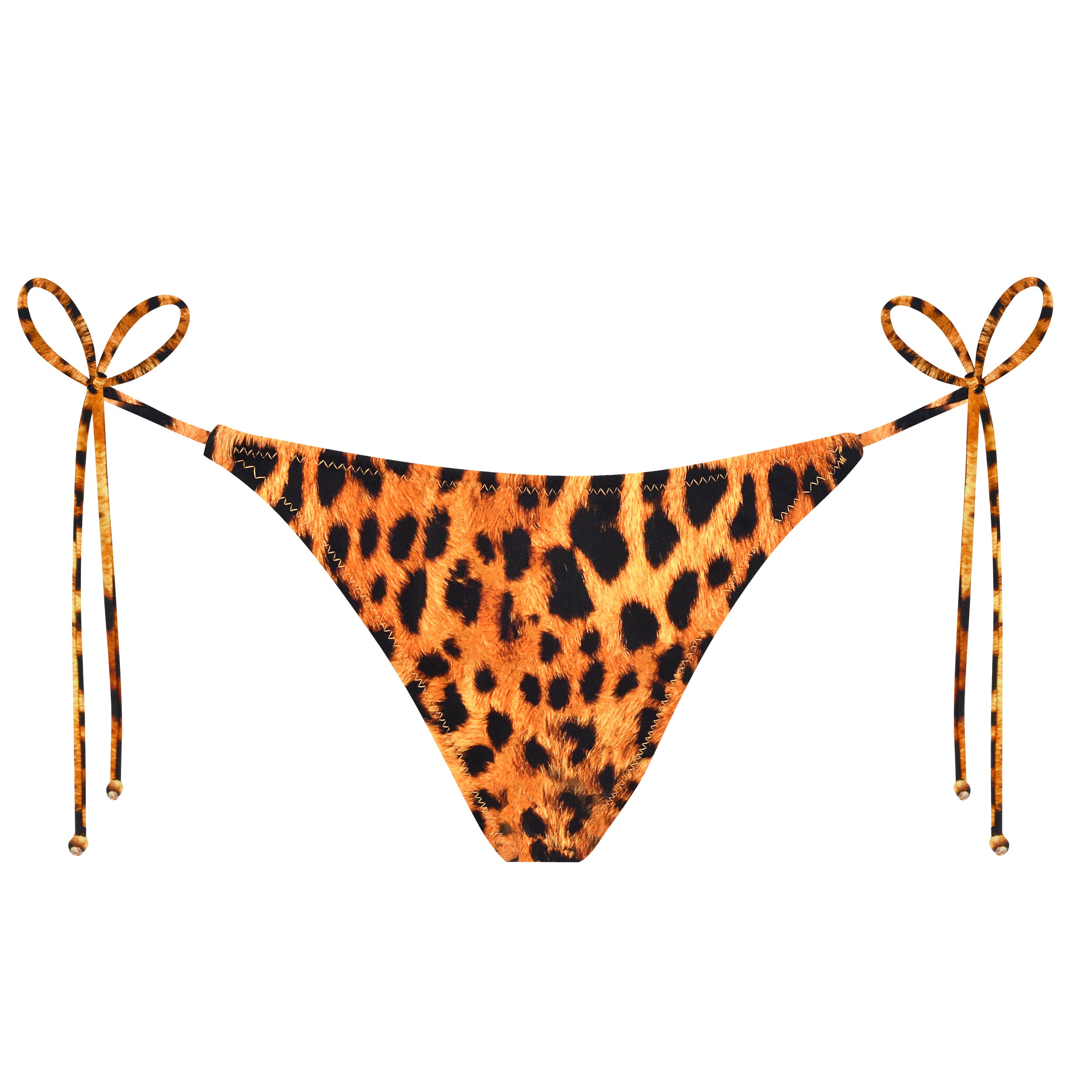 Daughters Of The Sun Swim Women's Yellow / Orange / Black Zanzibar Leopard String Tie Bikini Bottoms In Black/yellow/orange