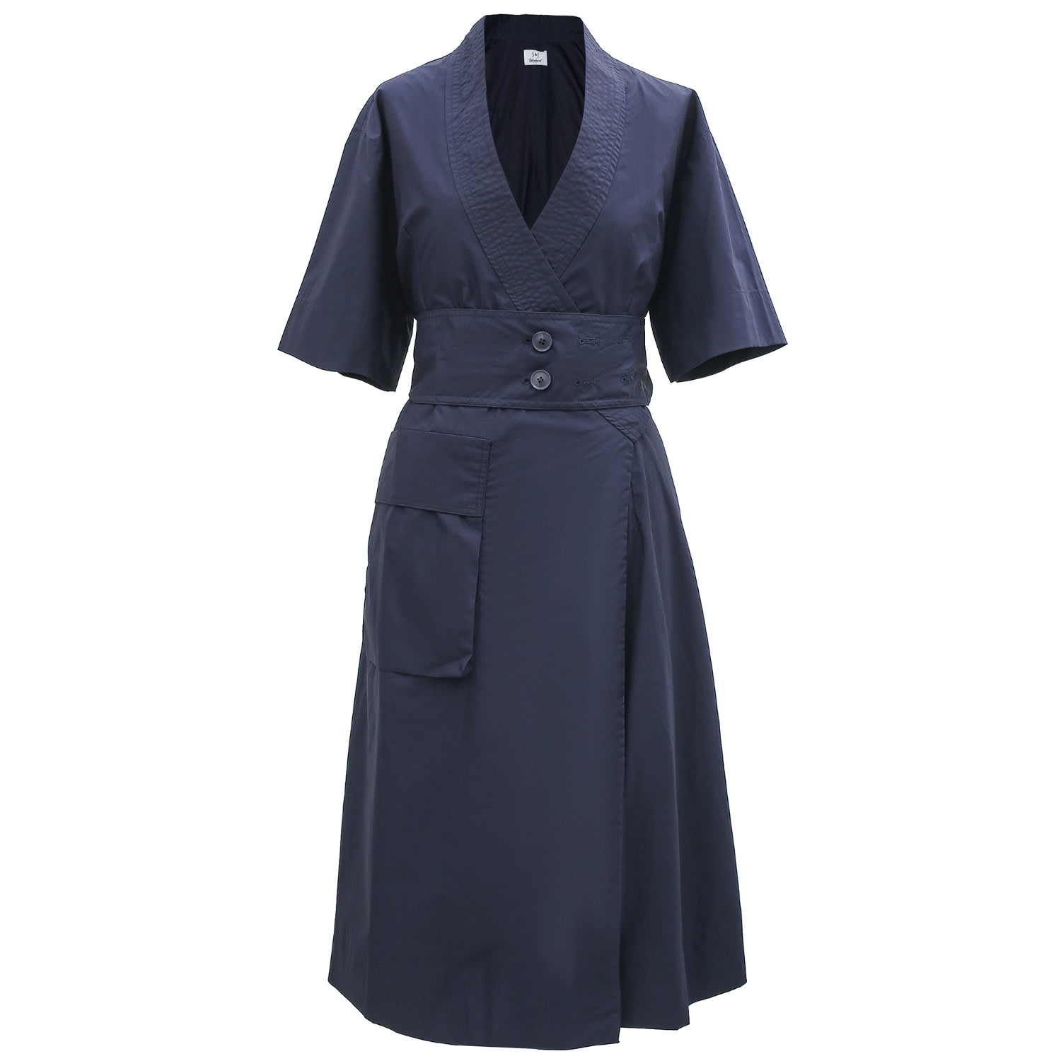 Smart And Joy Women's Blue Cotton Kimono Wrap Dress - Navy In Blue