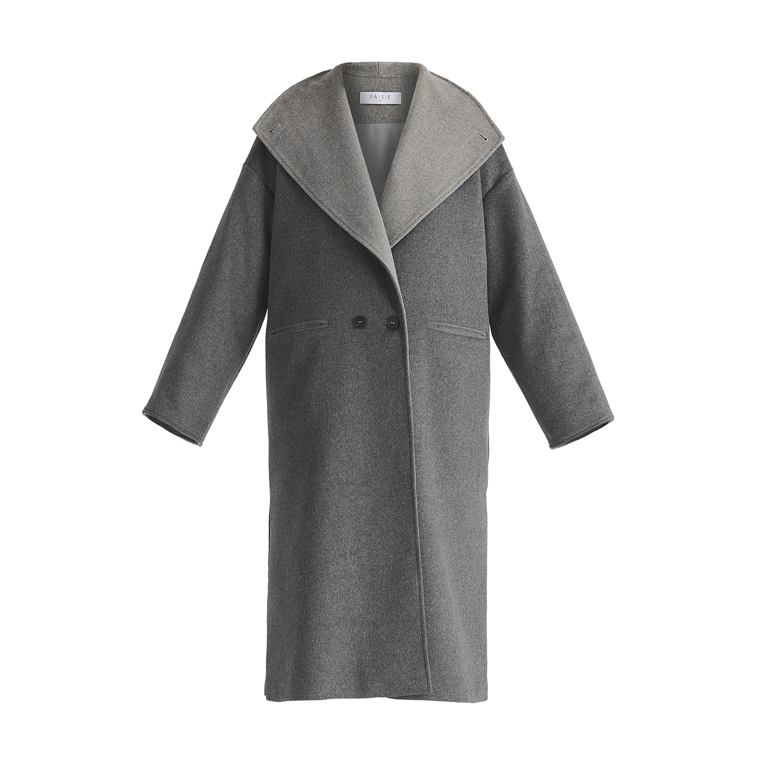 Two-Tone Double Breasted Wool Blend Coat In Grey | PAISIE | Wolf