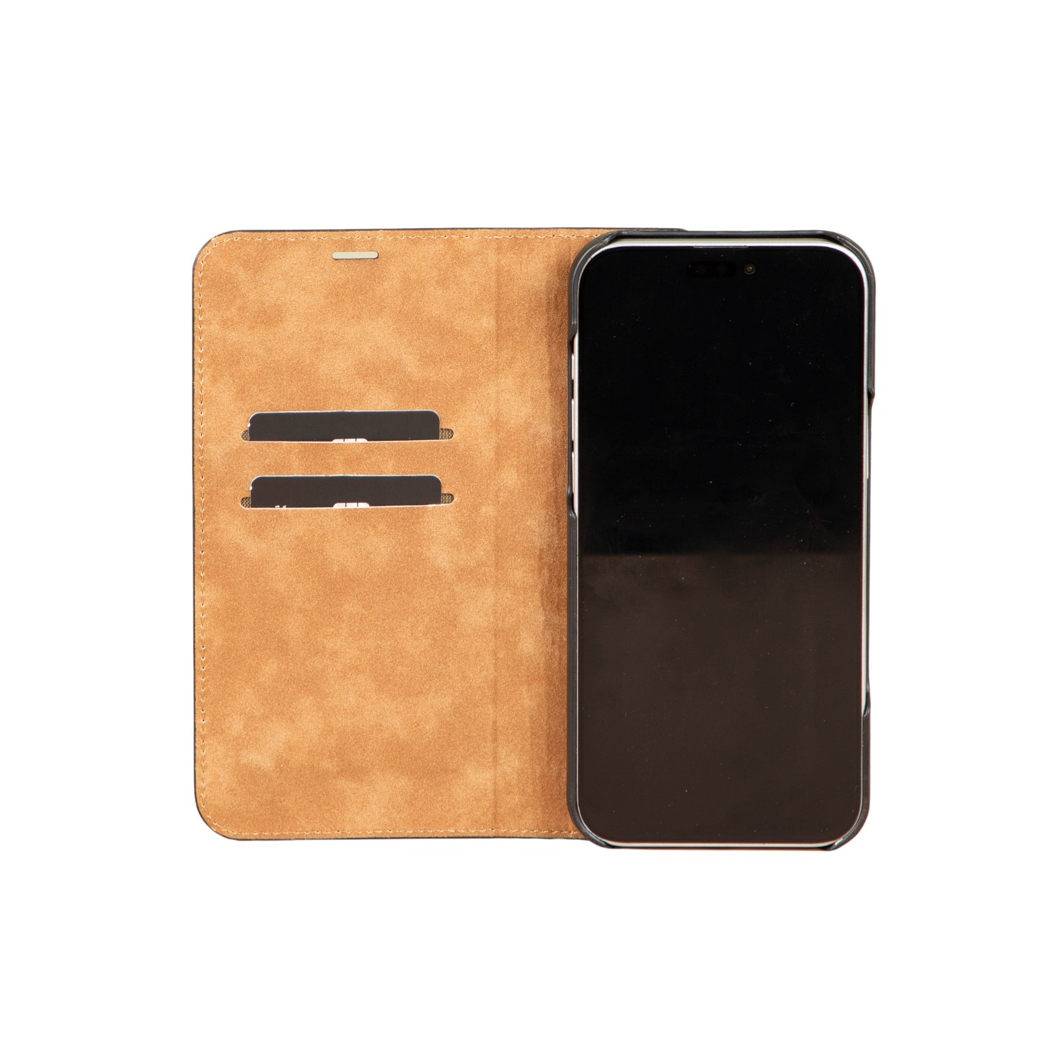 Leathere Iphone 16 Series Leather Wallet Case - Black - Seoul