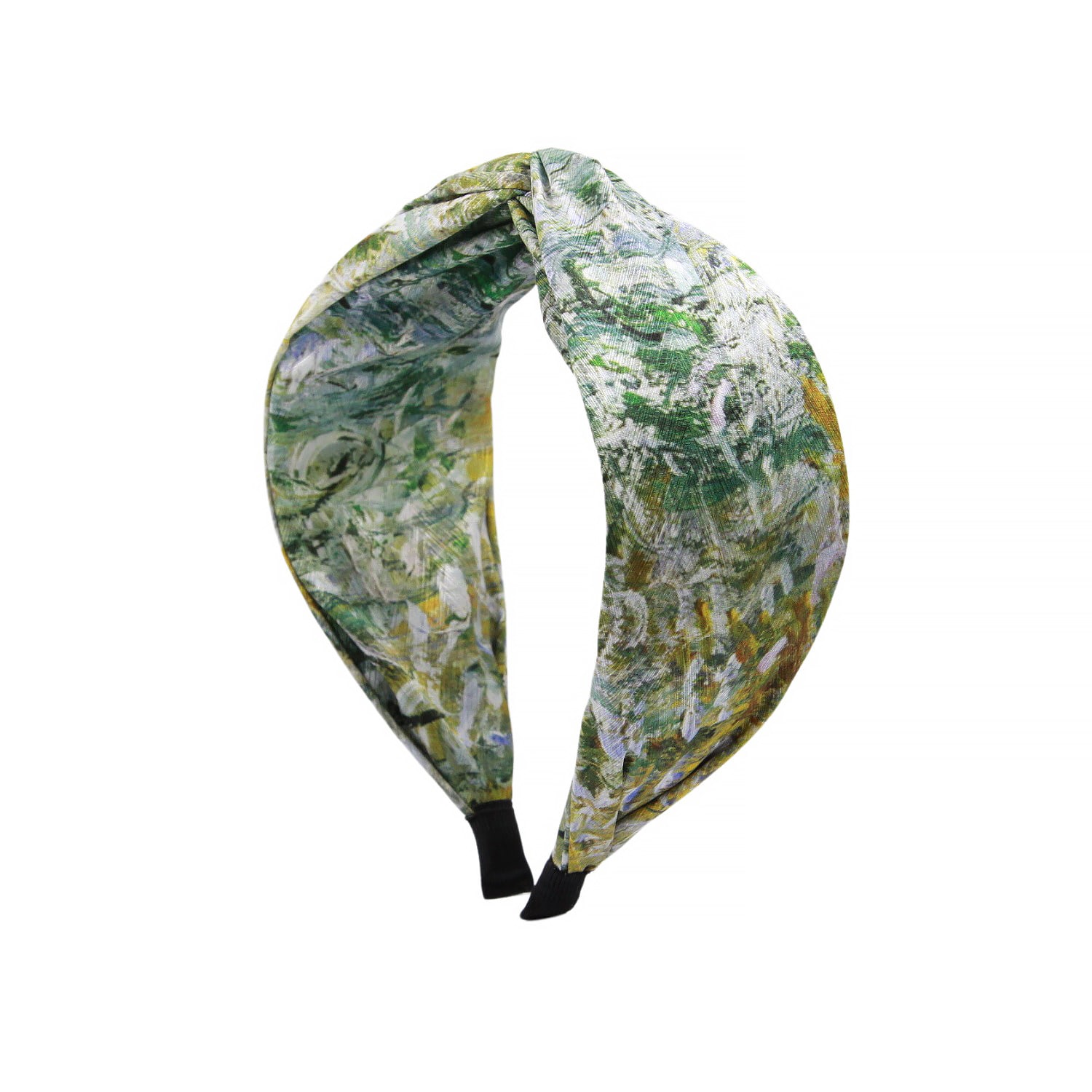 Women’s Green Silk Satin Headband / Wild Flowers Abstract One Size Gosia Orlowska