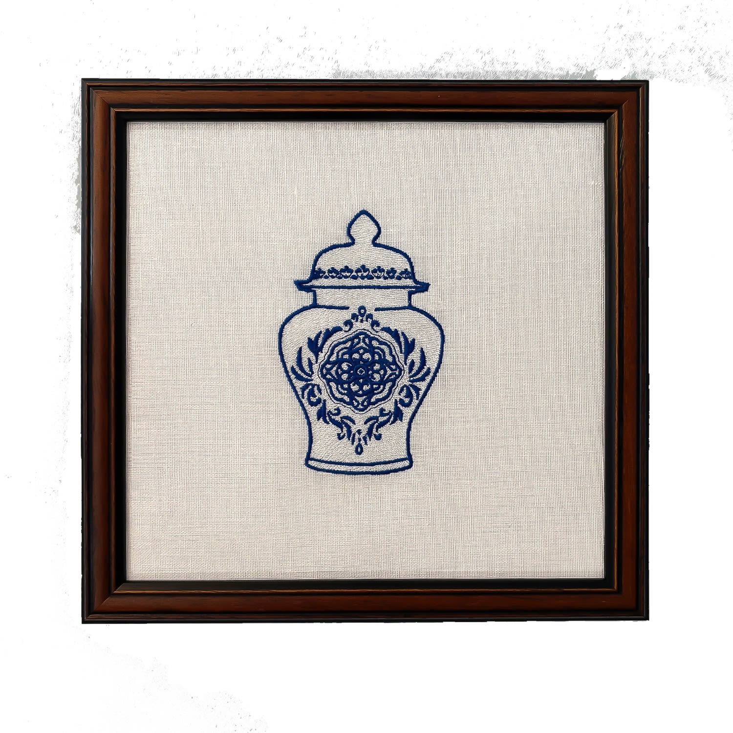 Lilly Loves Blue Embroidered Ginger Jar Artwork Number Four