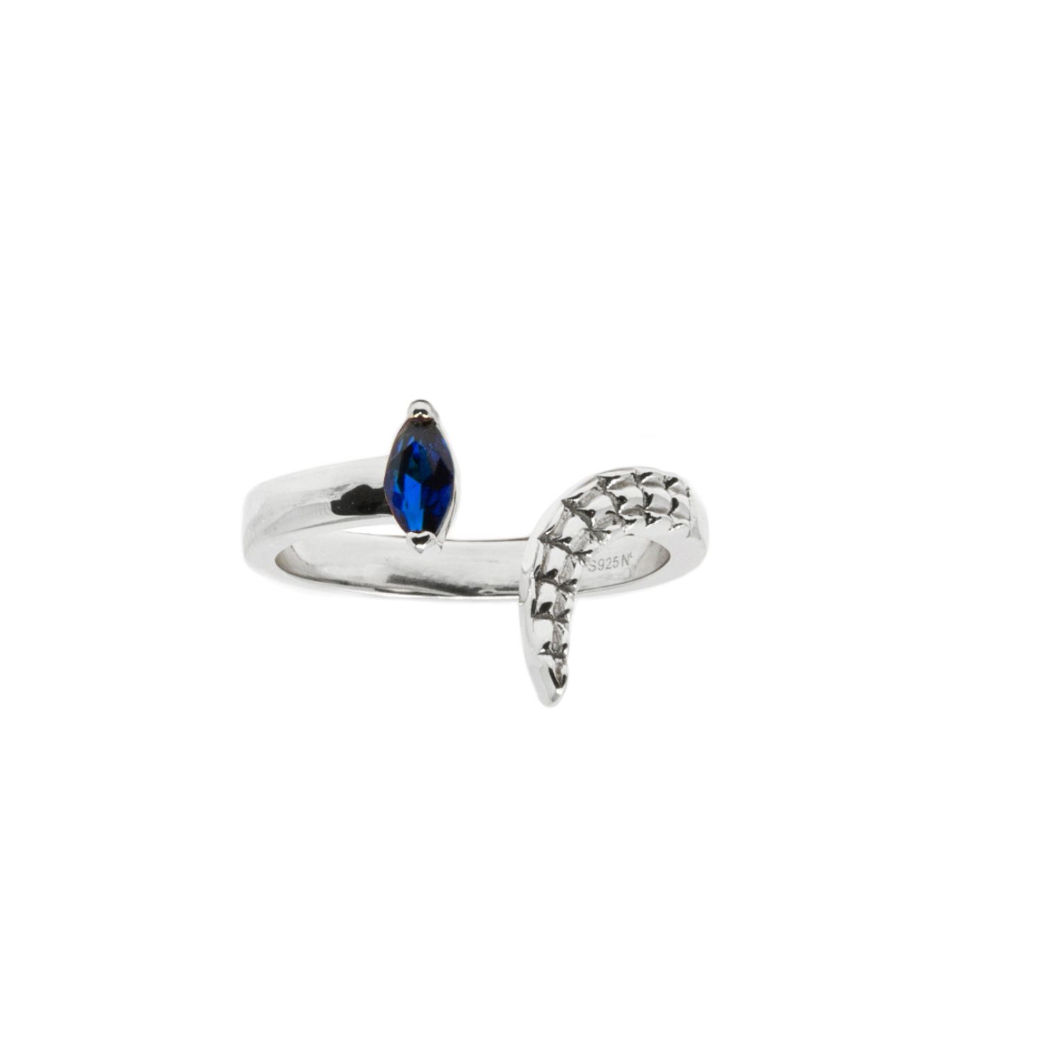 Nasi Silver Women's Croctail Marquise Ring- Blue Spinel, Silver In Metallic