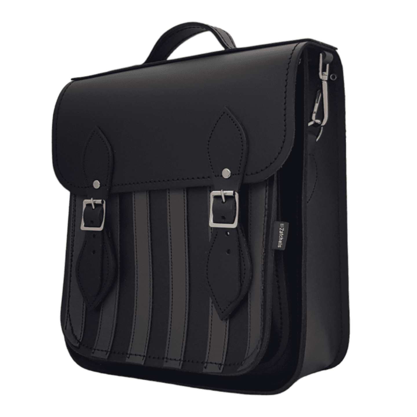 Handmade Leather City Backpack - Gothic Striped Grey & Black