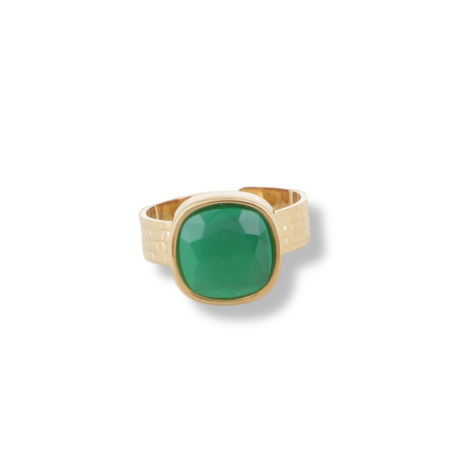 Women’s June Green Agate Ring Tarnish Free Gold And Adjustable Sizing Mink & Ivy