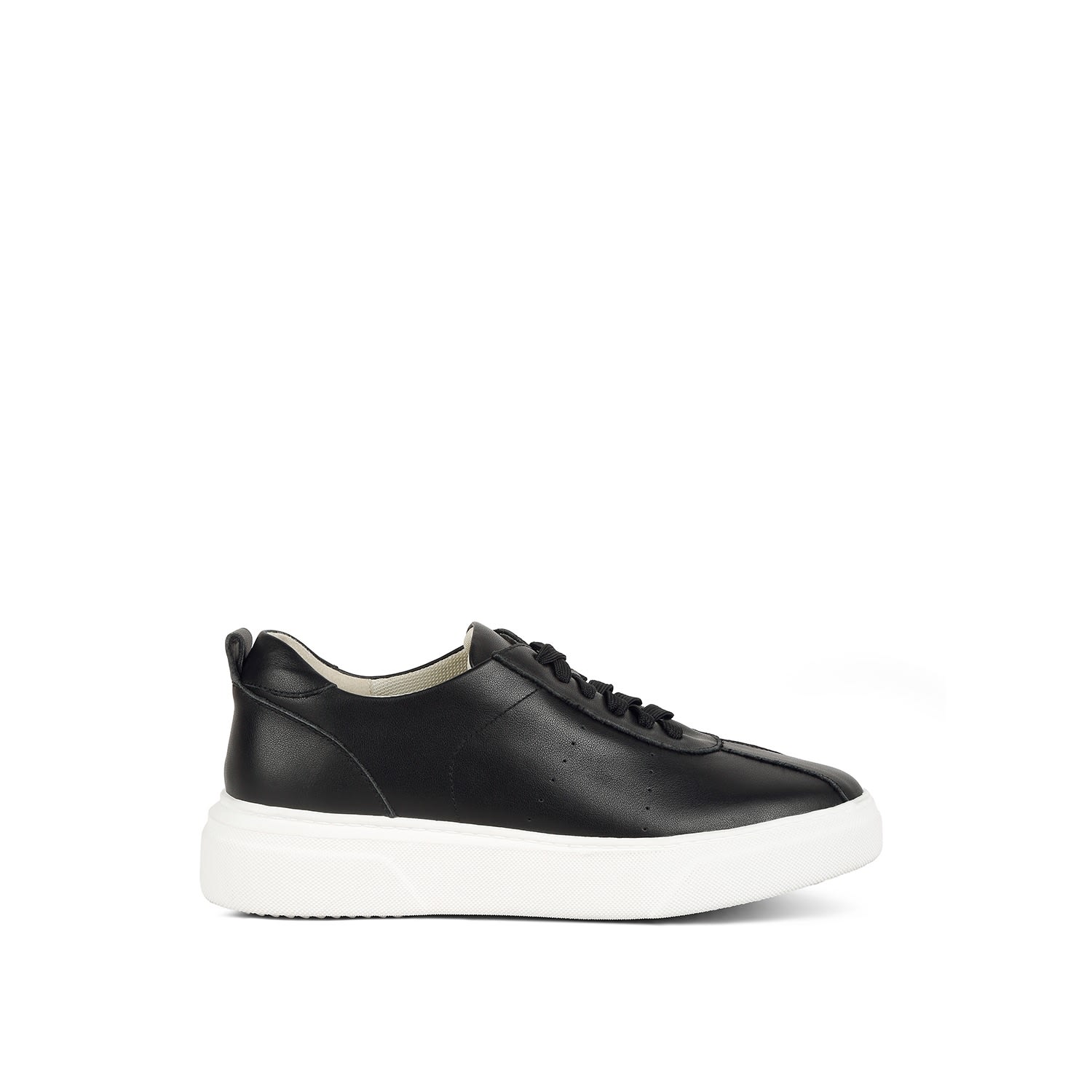 Women’s Magull Solid Lace Up Leather Sneakers In Black 5 Uk Rag & Co.