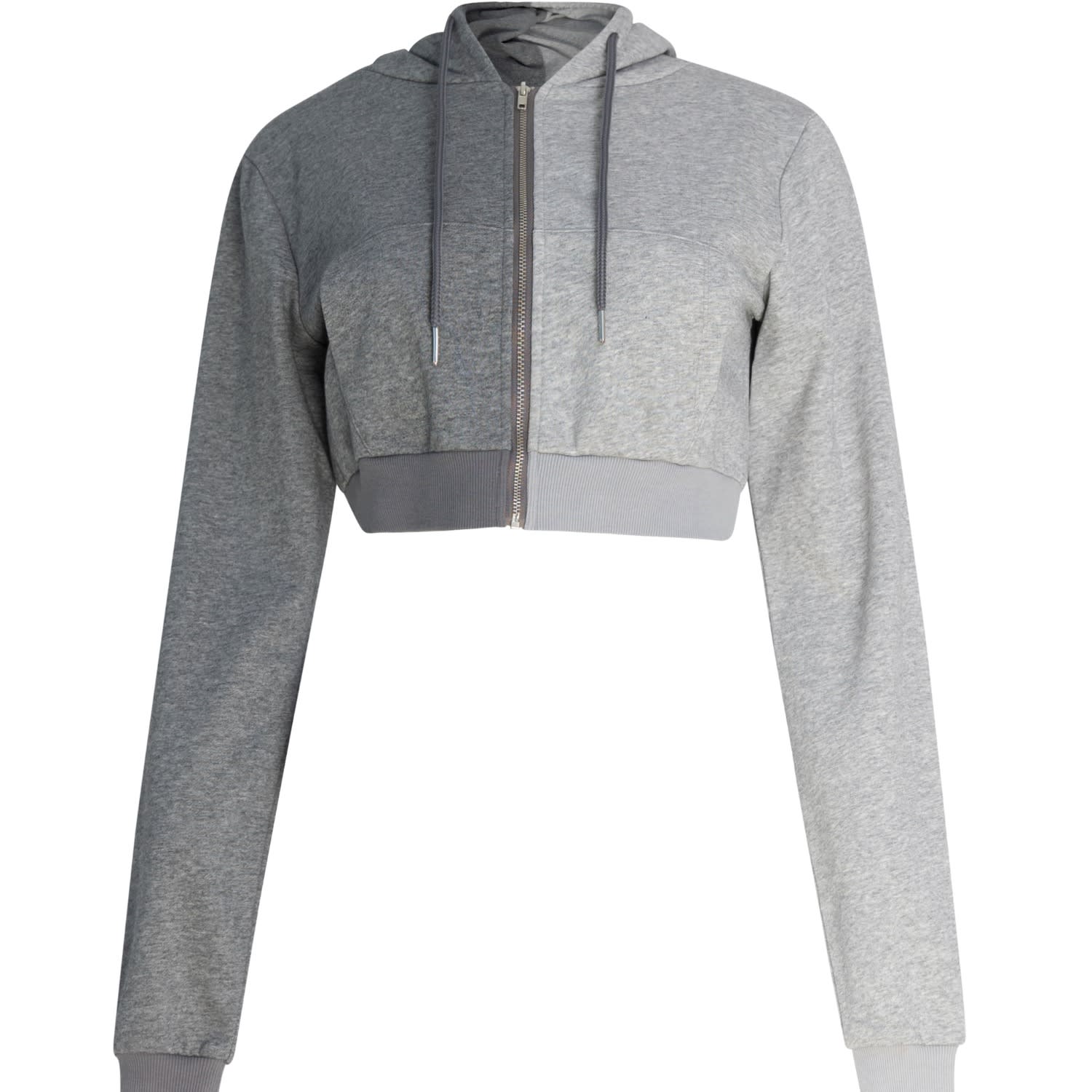 Circular Path Women's Grey Two Tone Crop Hoodie - Gray-light Gray