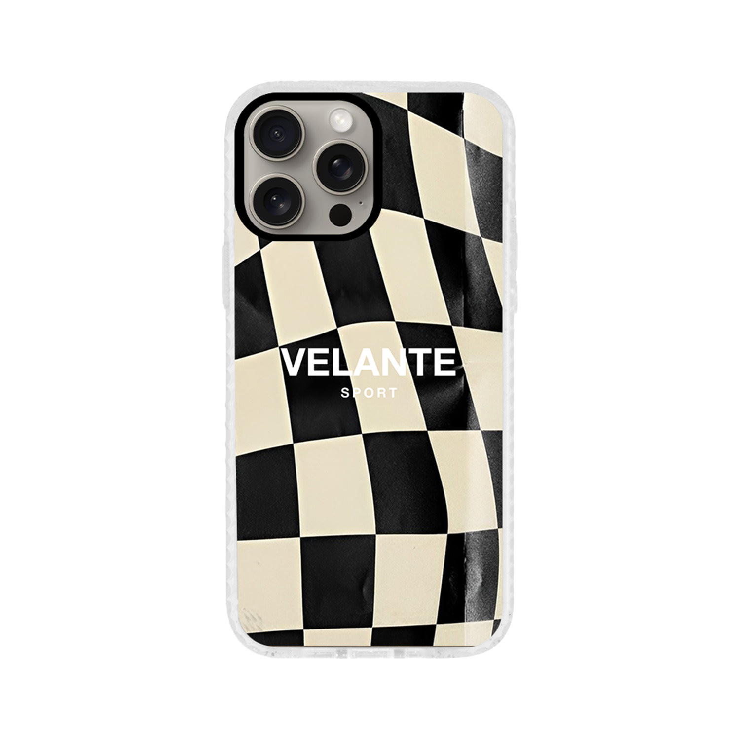 Black / Neutrals Graphic Phone Case - Distressed Racing Iphone 15 Plus Velante