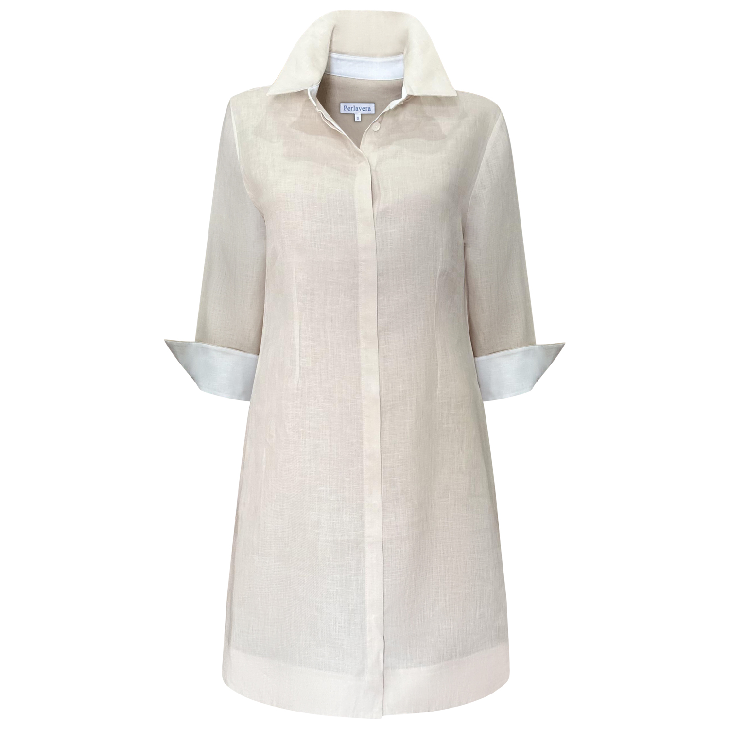 chinese dress ladies Navy Linen 3/4 Sleeve Dress  Homebody