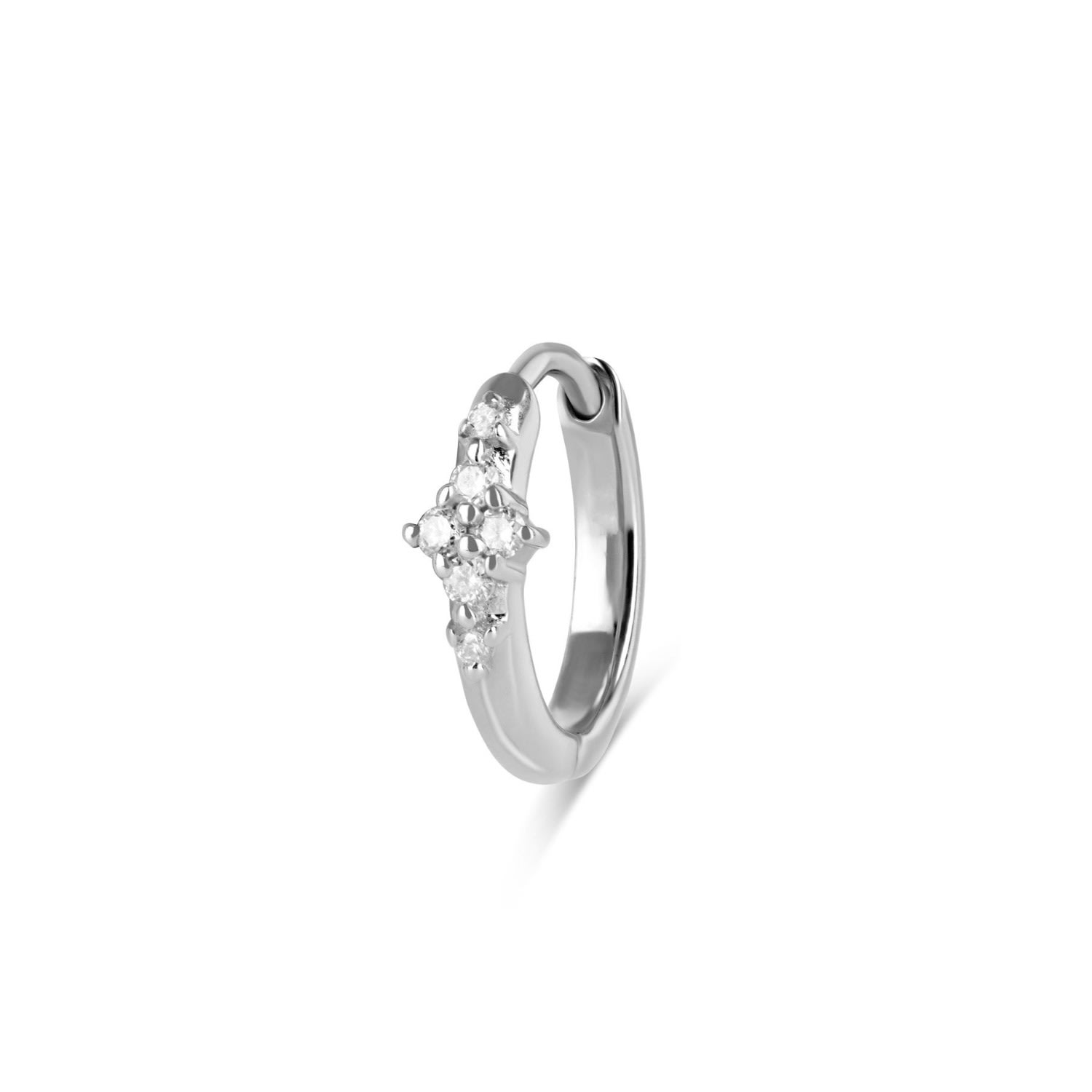 Zohreh V. Jewellery Women's White Sapphire Cluster Huggie Hoop Earring Sterling Silver In Silver