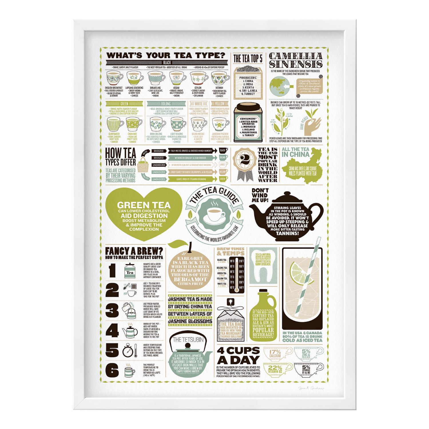 The Tea Guide A2 Print Stuart Gardiner Design