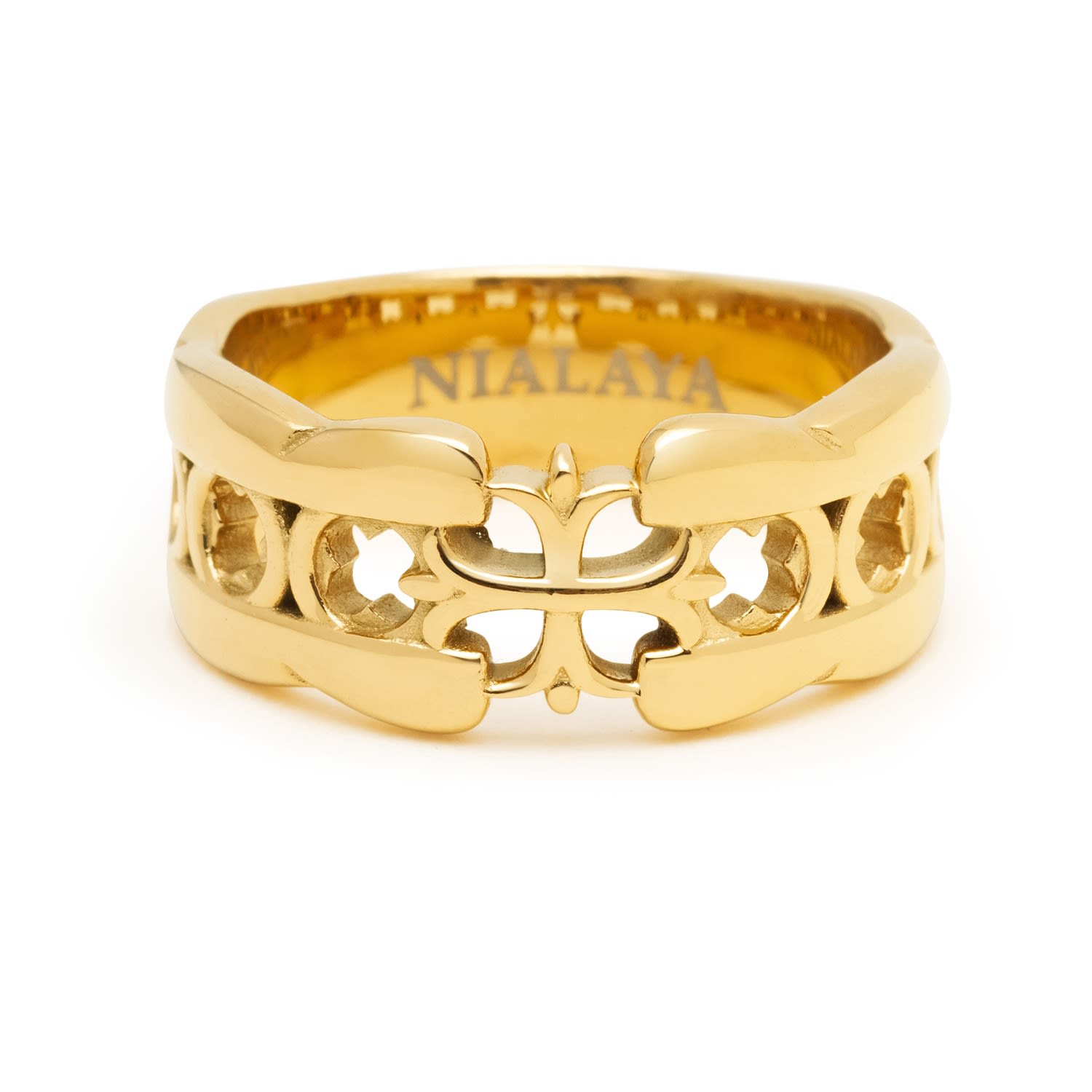 Men’s Cross Band Ring With Gold Plating Nialaya