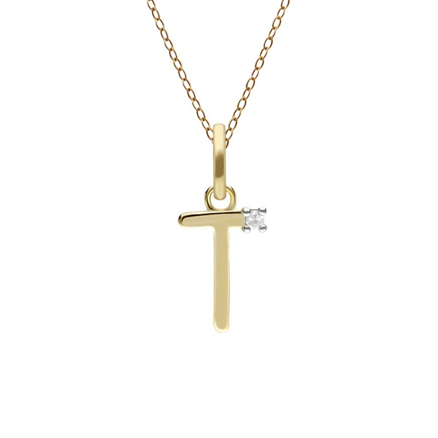 Women’s Gold / White Initial T Diamond Letter In Yellow Gold Gemondo