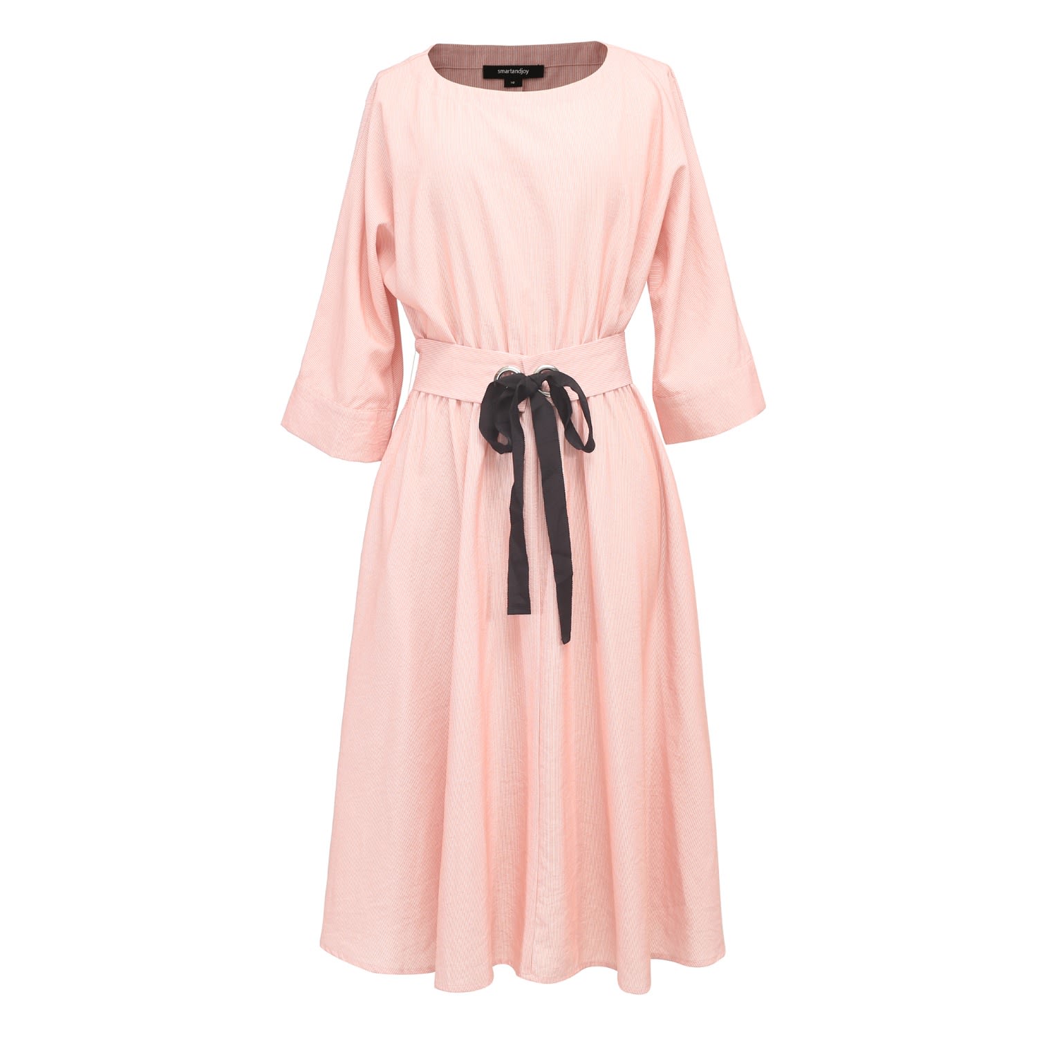 Women’s Rose Gold Wide-Belt Flared Dress - Salmon Small Smart and Joy