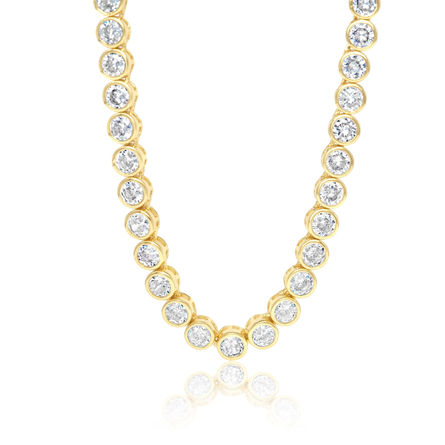 Shymi Women's Five Mm Bezel-set Classic Round Tennis Necklace - Gold In Gold