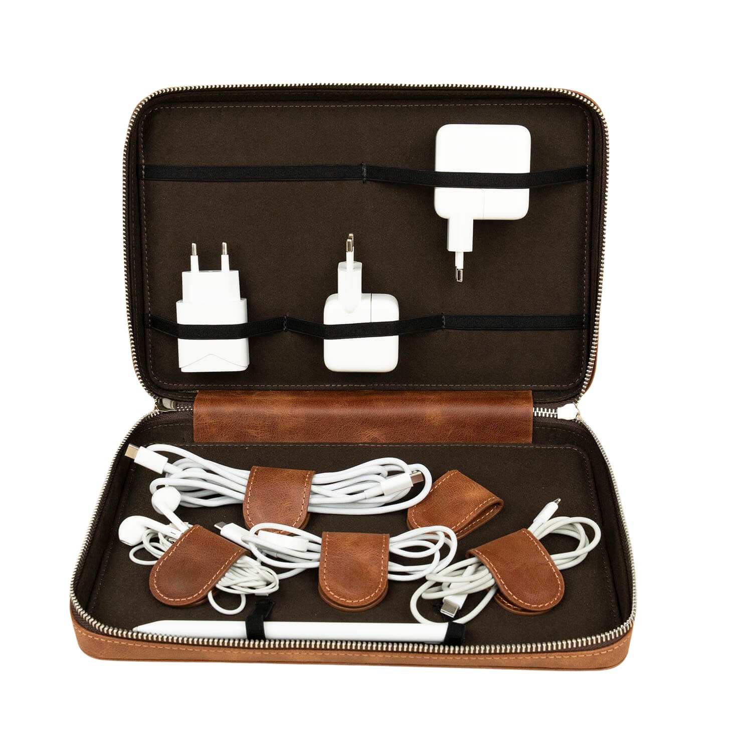 Leathere Leather Tech Organizer Case -rich Brown - Mobile