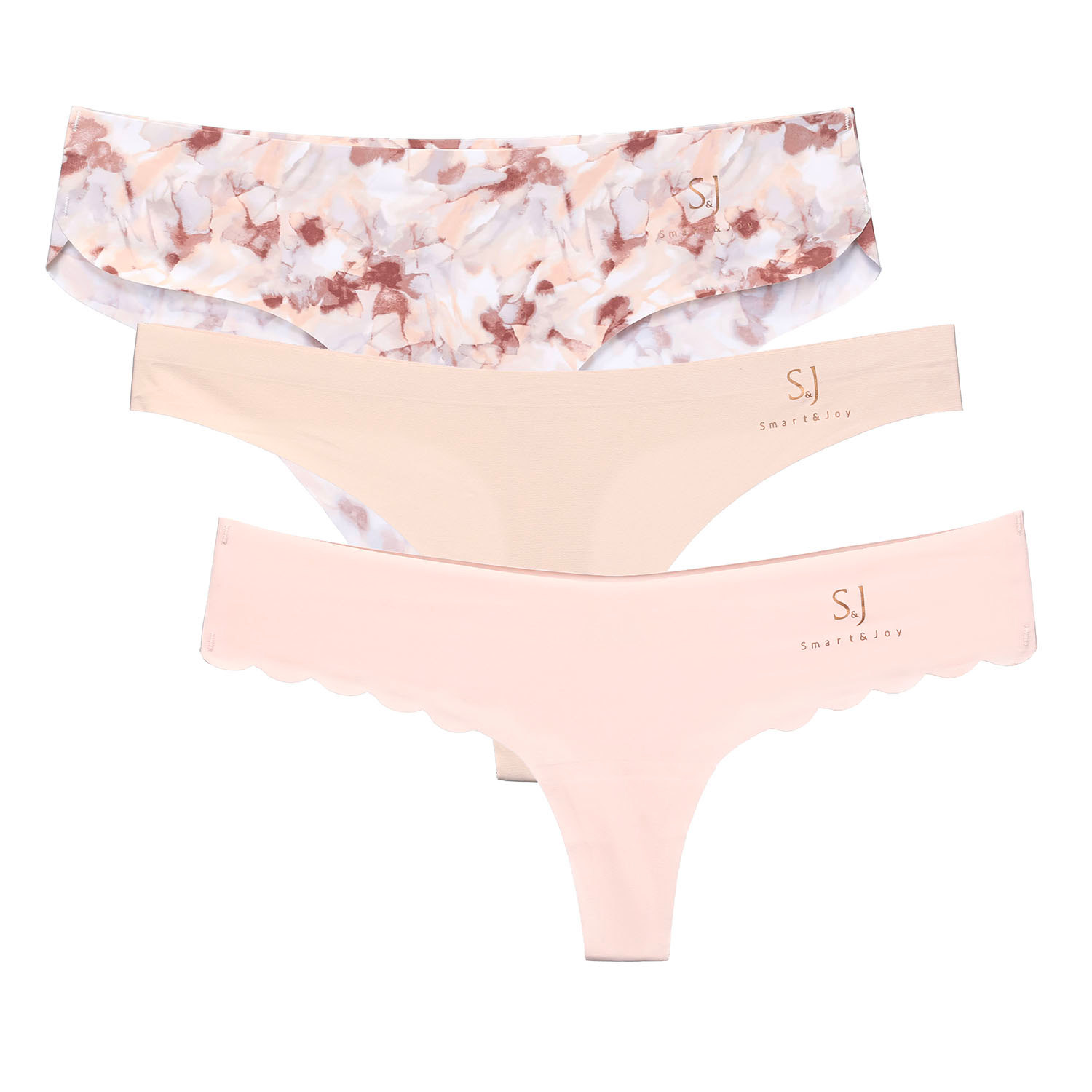 Smart And Joy Women's Rose Gold Amour Secrets Trio Of Invisible Panties With A Sensual Touch
