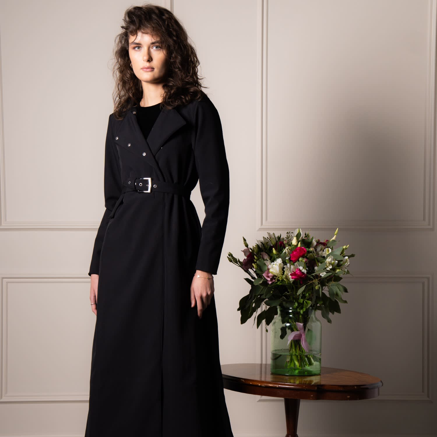 Long Black Waterproof Coat In A-Line Cut: Black Classic | RainSisters |  Wolf & Badger