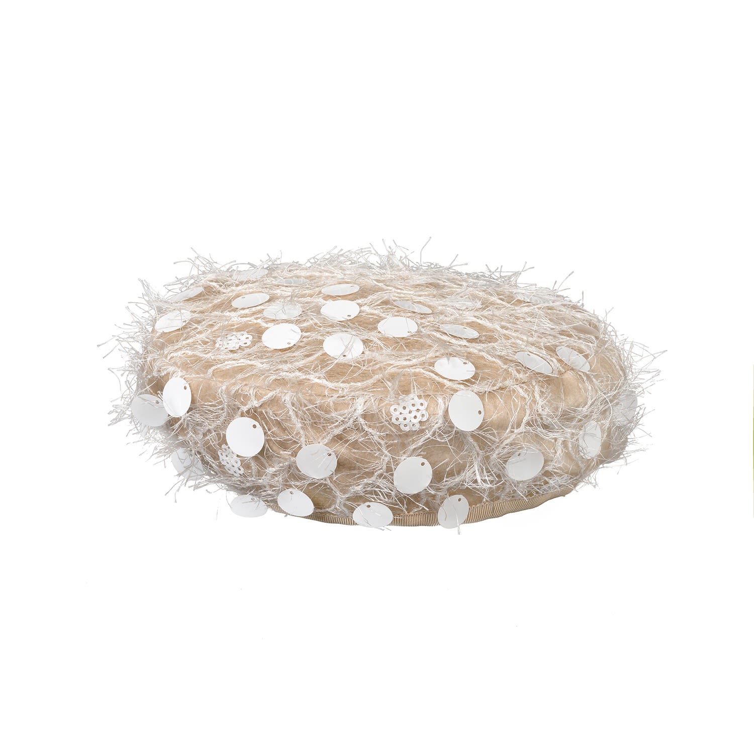 Sibi Hats Women's Gold / White Fairy Tale - White Sequin French Beret Hat In Gold/white