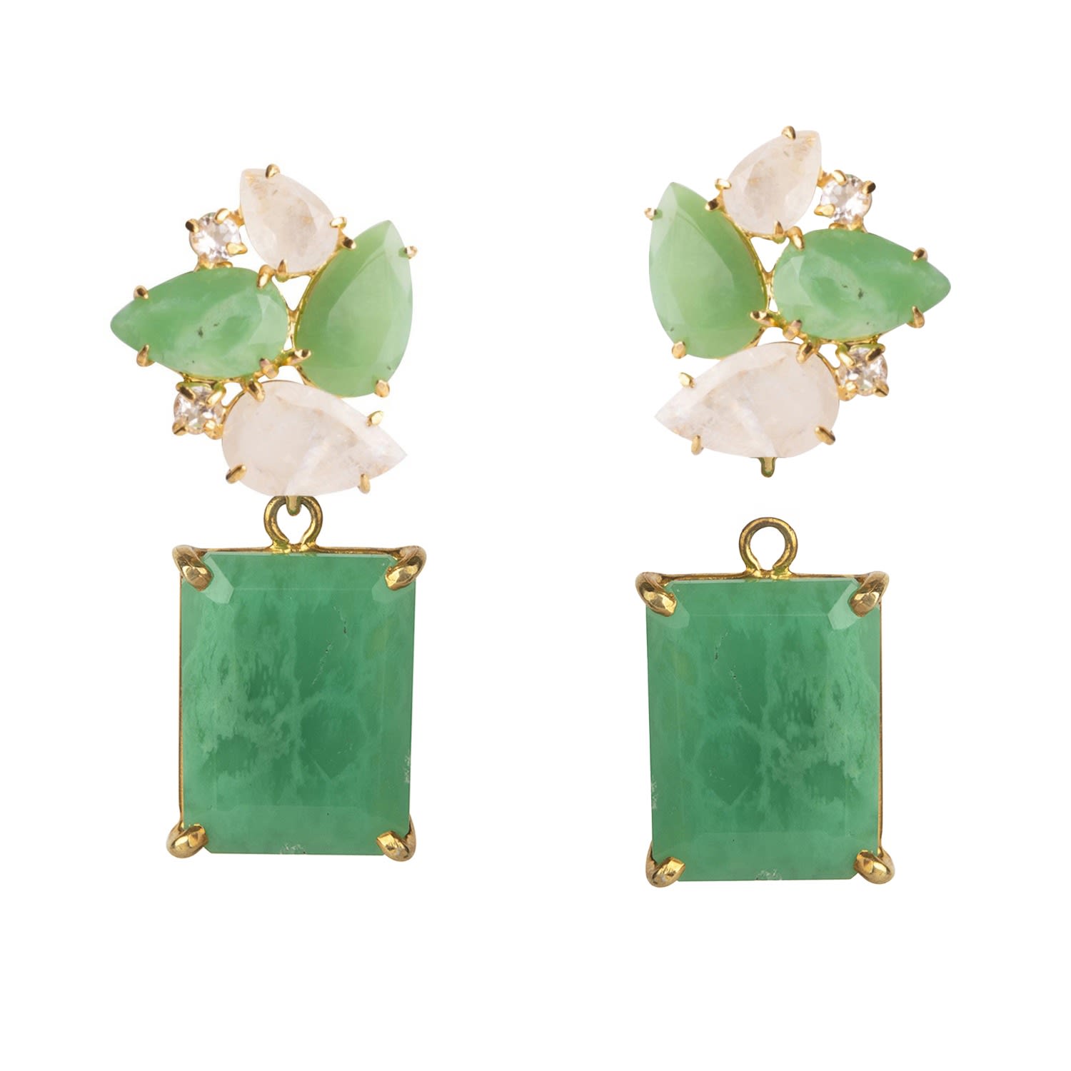 Bounkit Women's Green / White San Diego Earrings Omega Post In Multi