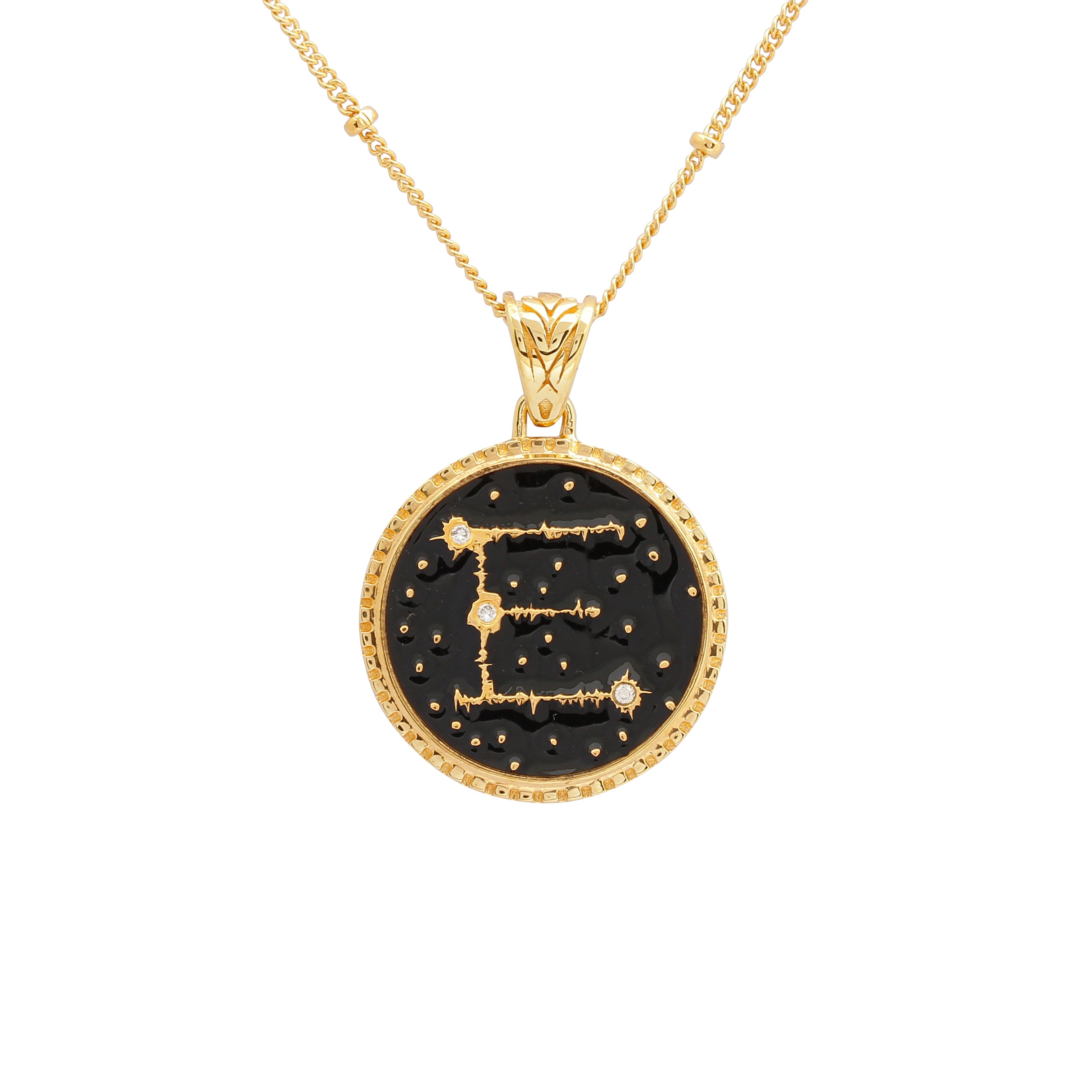 Women’s Black / Gold Gold Vermeil Diamond E Sparkler Initial Necklace Après Youth