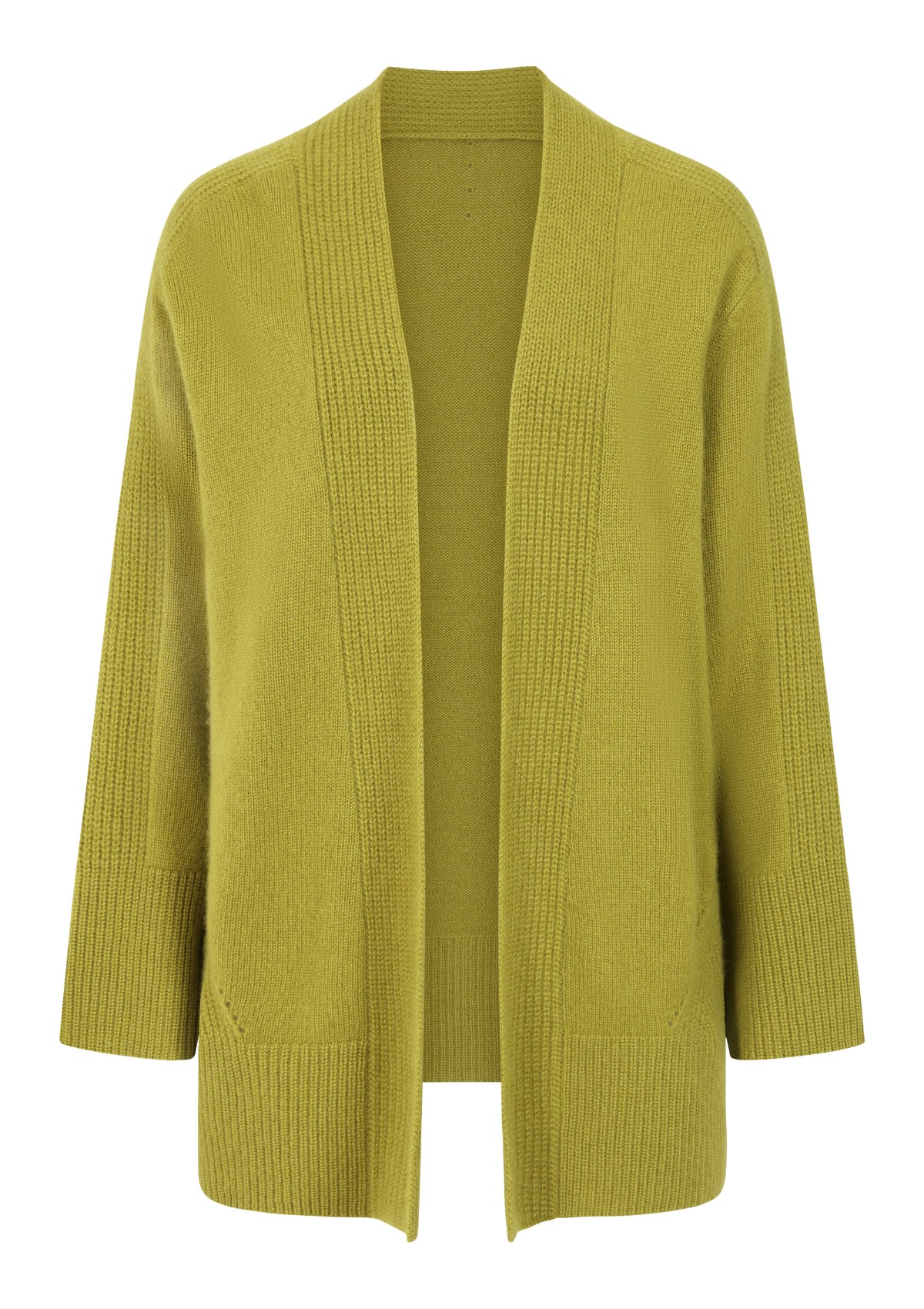 Loop Cashmere Women's Ribbed Detail Edge To Edge Cardigan In Woodbine Green
