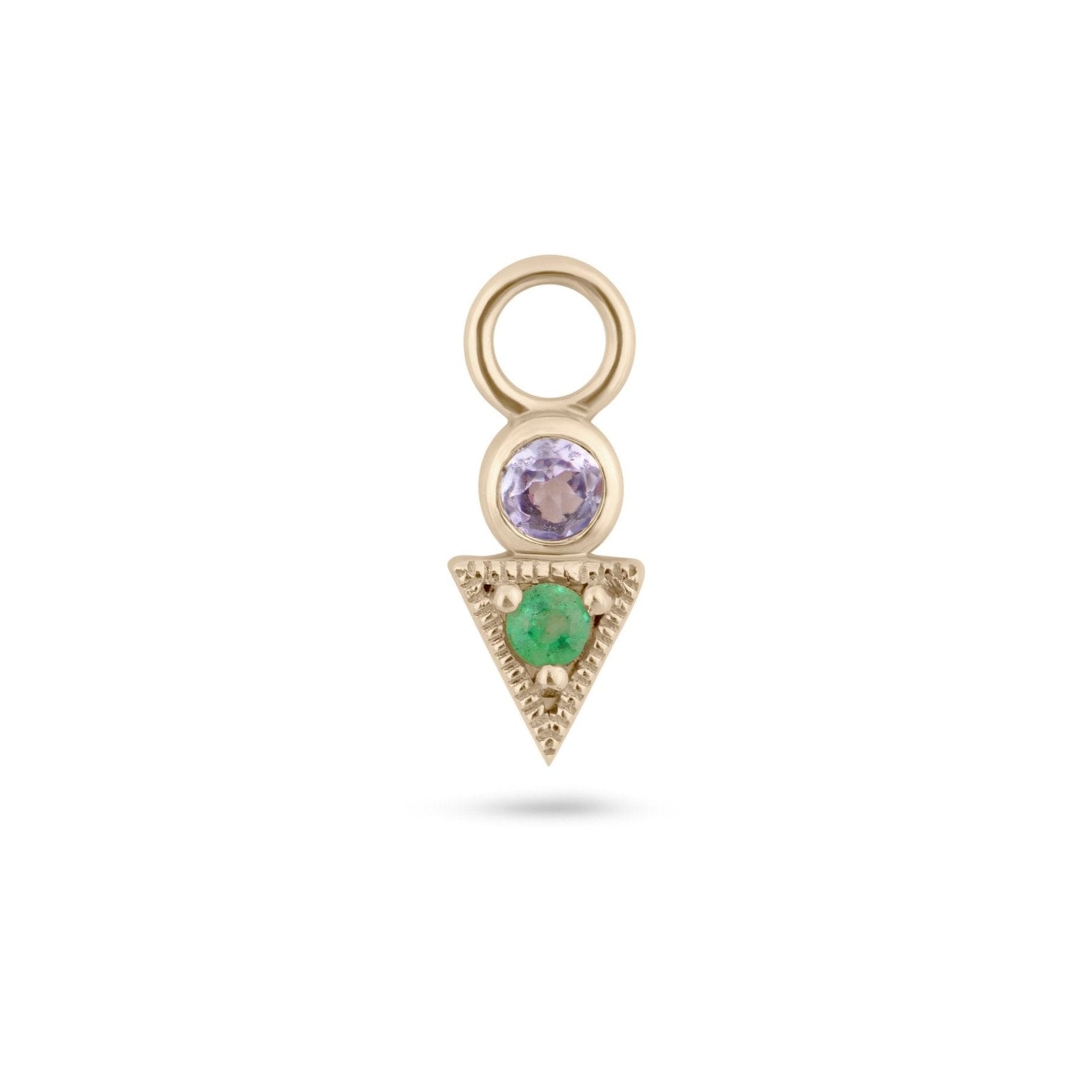 Zohreh Women's Green / Purple / Gold Tanzanite & Emerald Geo Earring Charm 9k Gold In Multi