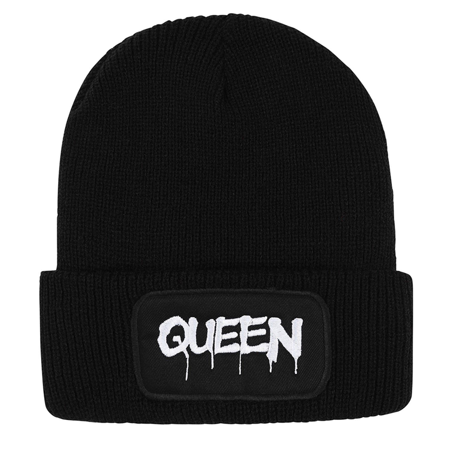 Women’s Graffiti Queen Beanie Hat In Black & White One Size James Steward