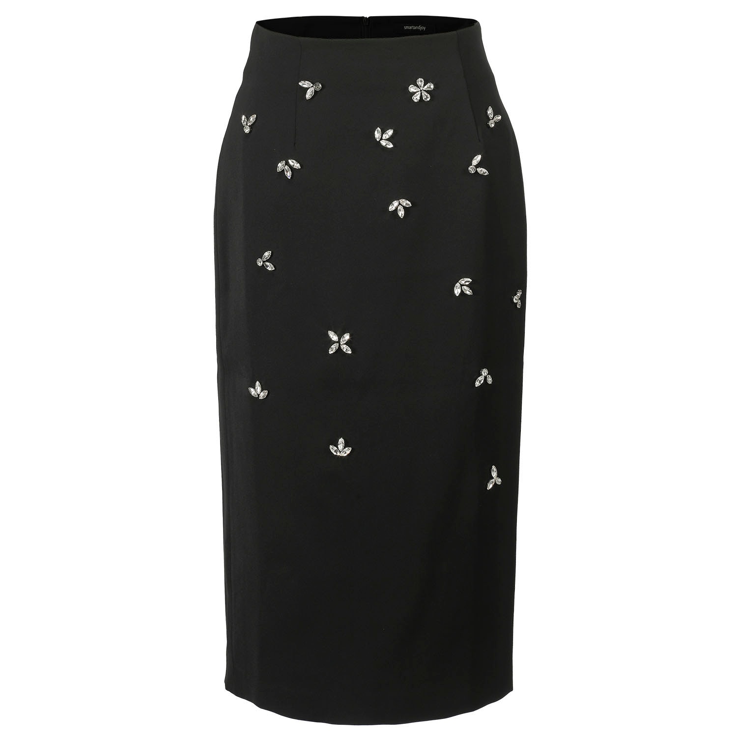 Smart And Joy Women's Embroidered Pencil Skirt - Black In Black