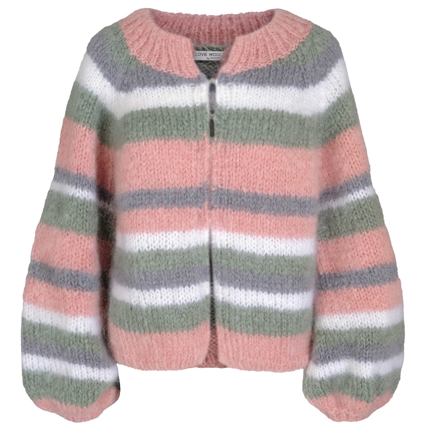 Tirillm Women's Pink / Purple Soy Hand Knitted Chunky Mohair Cardigan Pastel Colored Stripes In Pink/purple