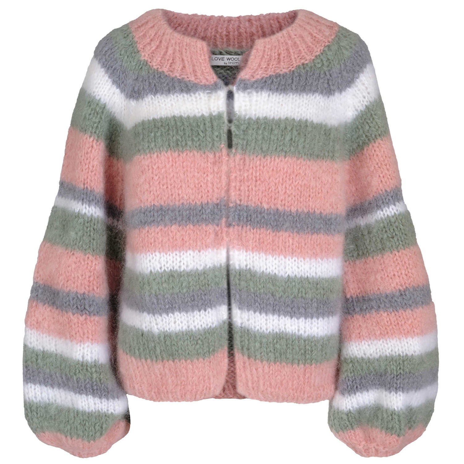 Women’s Pink / Purple Soy Hand Knitted Chunky Mohair Cardigan Pastel Colored Stripes One Size Tirillm