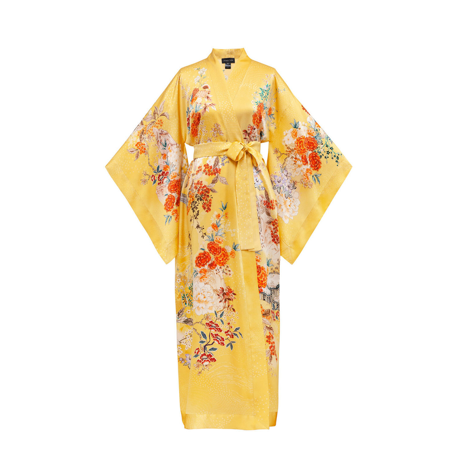 Women's Gold / Orange Yellow Pagoda Silk Satin Kimono | One Size | Meng