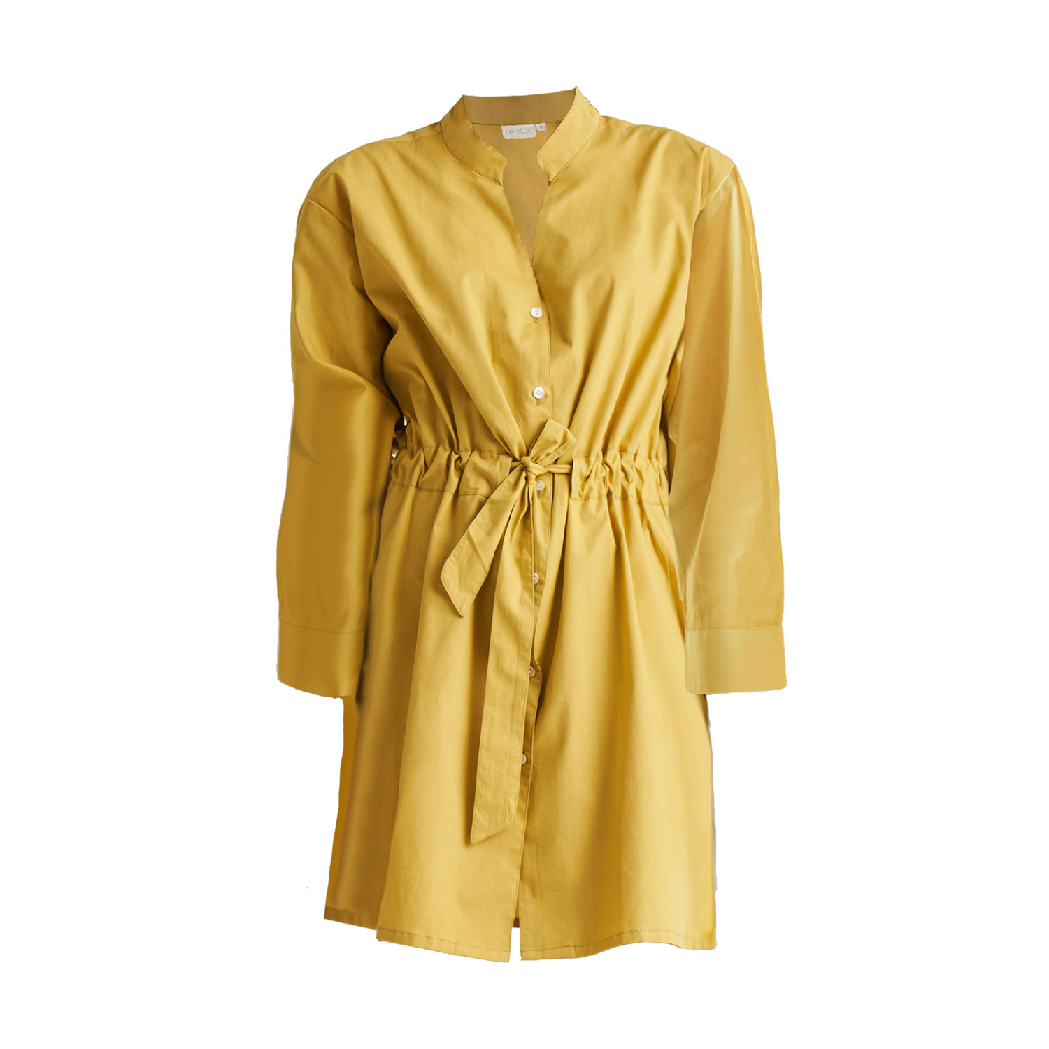 Reistor Short Tie Waist Dress In Tuscan Sun In Yellow