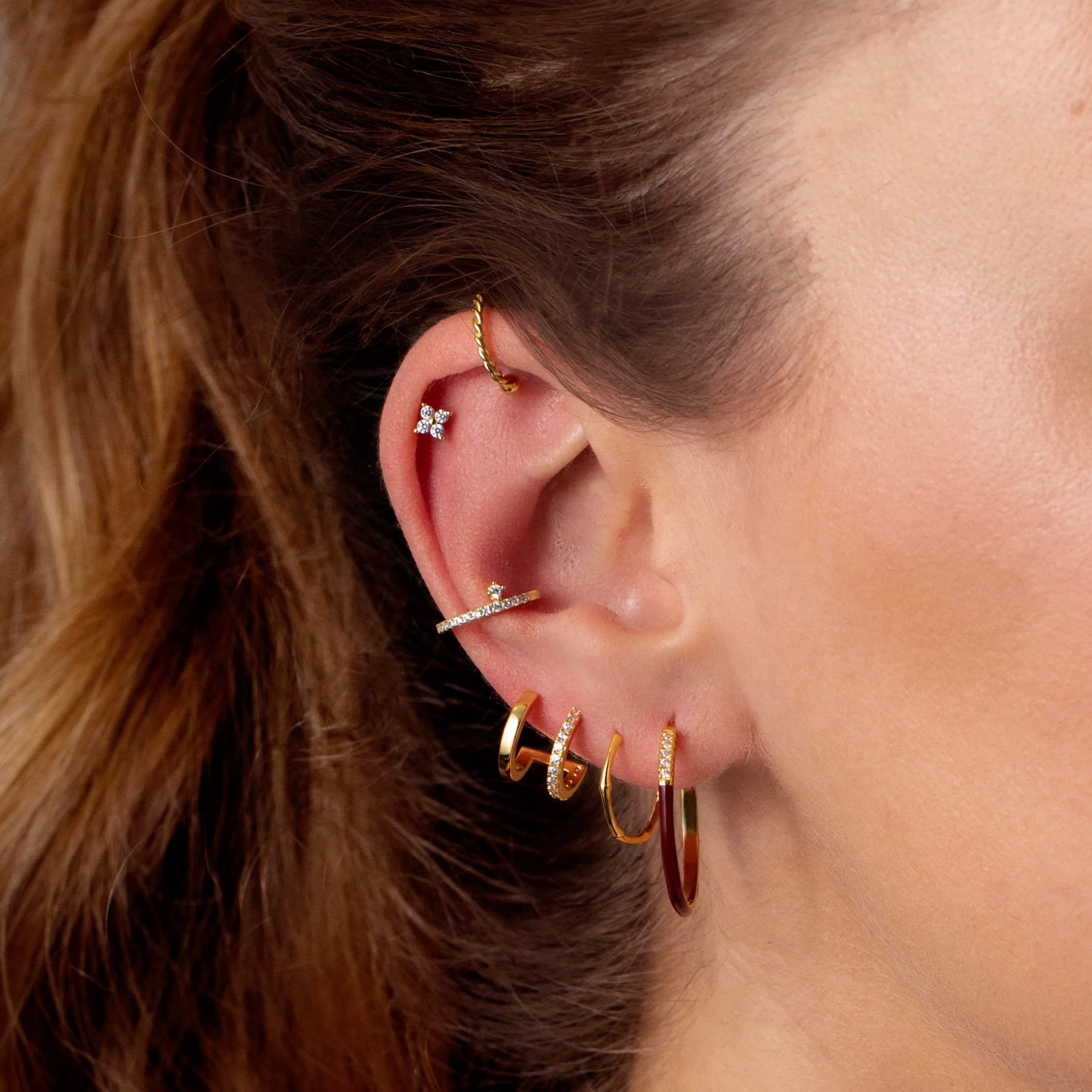 NMBR☆#5122 Double Pipe hoop Earrings Medium Double Hoop Illusion Earrings In Silver | Gold Trip | Wolf