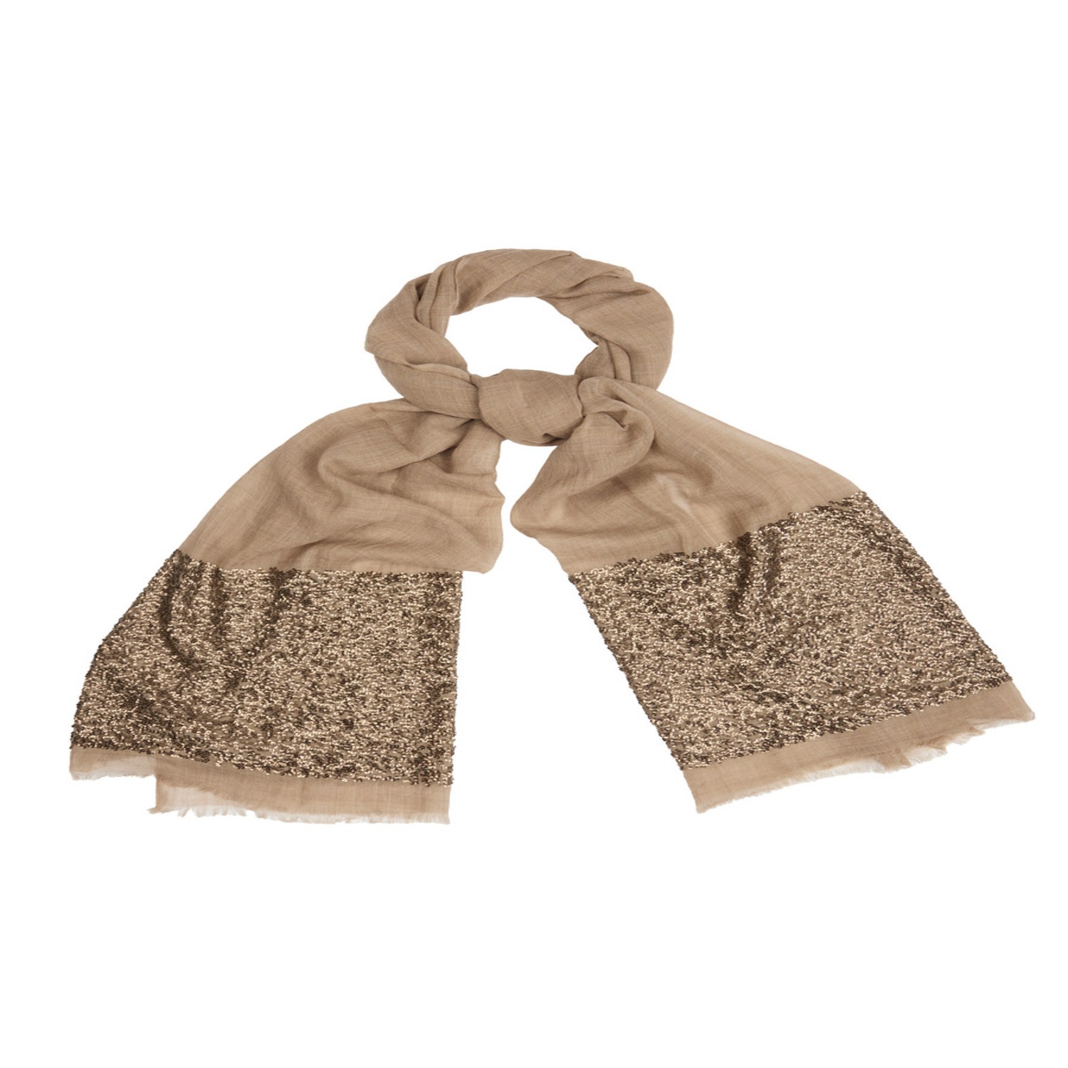 Saachi Women's Brown Wool Sparkle Beige Scarf In Brown