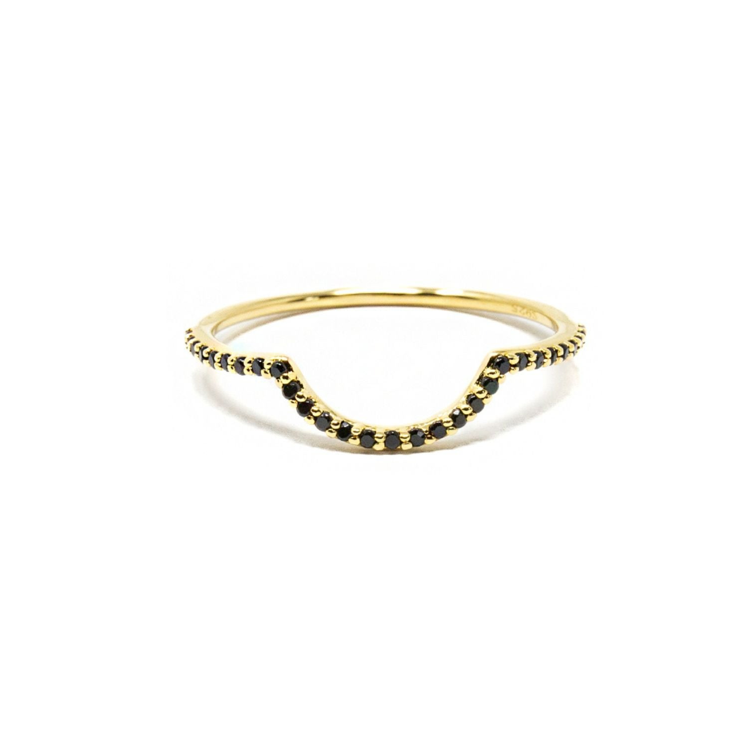 Nasi Silver Women's Ora Ring- Onyx- Gold In Multi