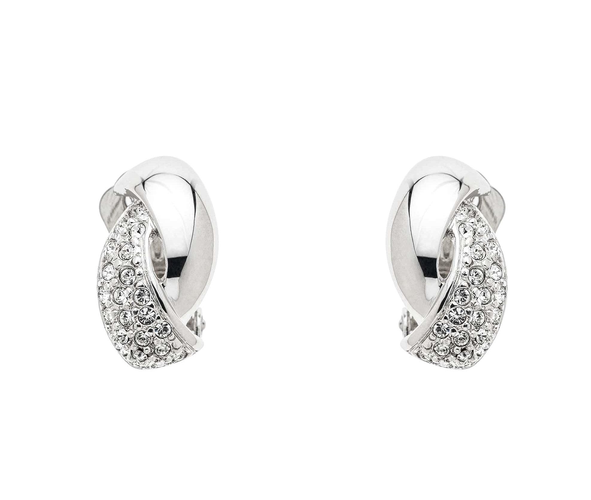 Women’s Silver Platinum Crystal Twist Clip Earrings Emma Holland Jewellery