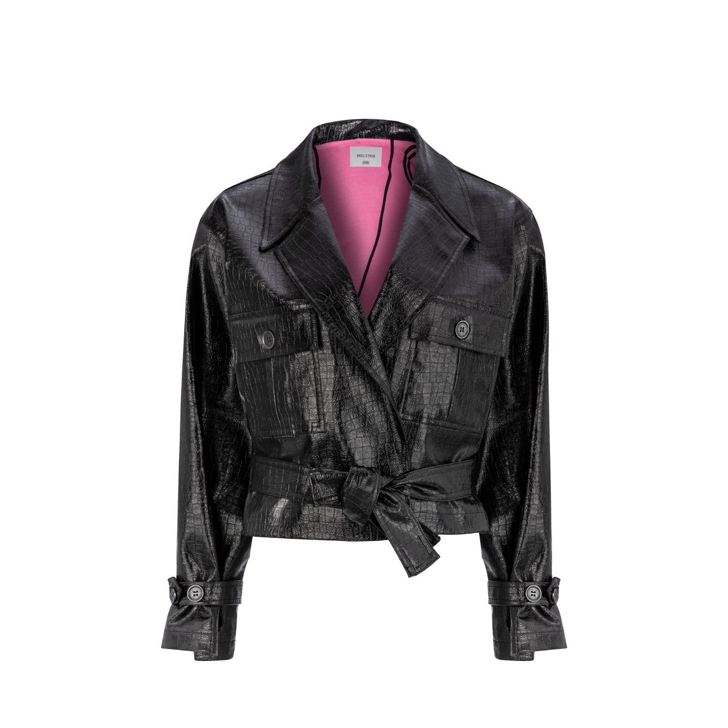 Women’s Black Callie Croc-Effect Jacket Large Nazli Ceren