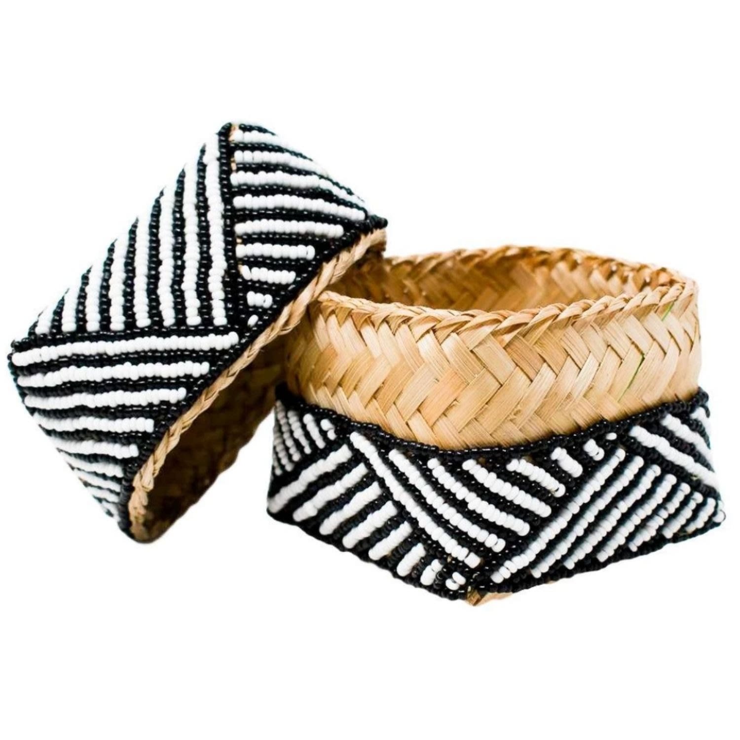 Poppy + Sage Neutrals / Black / White Bali Beaded Box Petite - Black & White