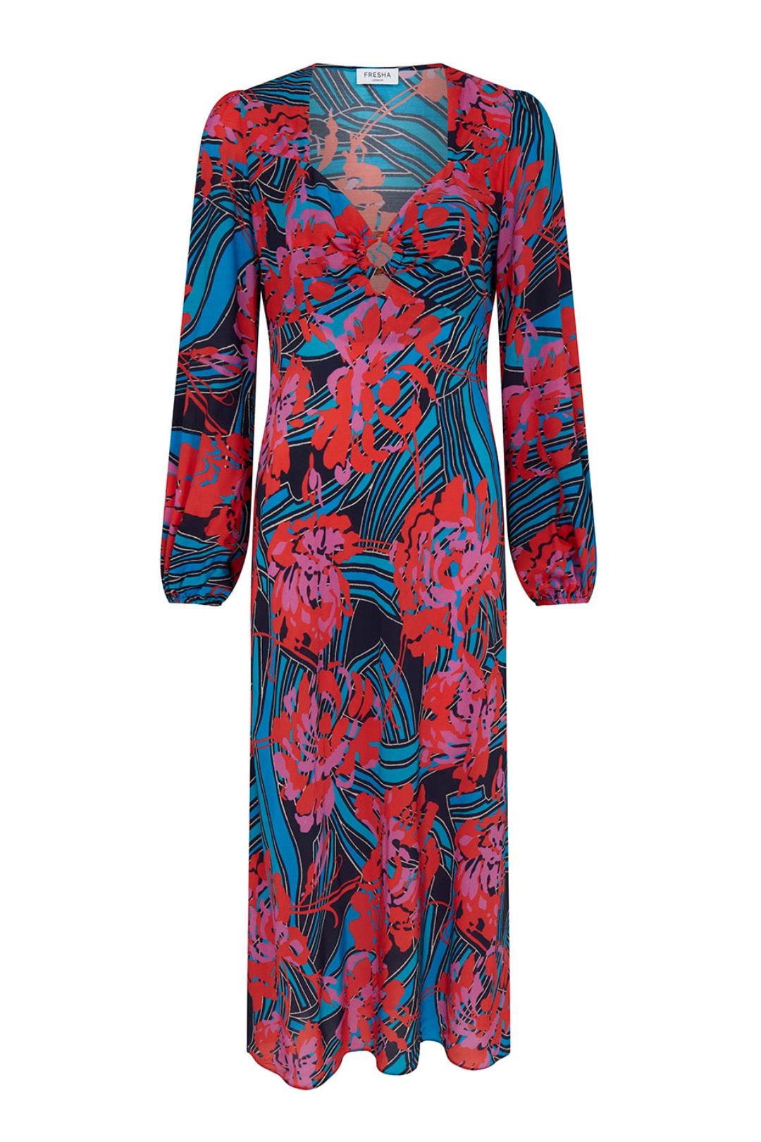 Women’s Blue / Pink / Purple Isabelle Dress Peony Extra Large Fresha London