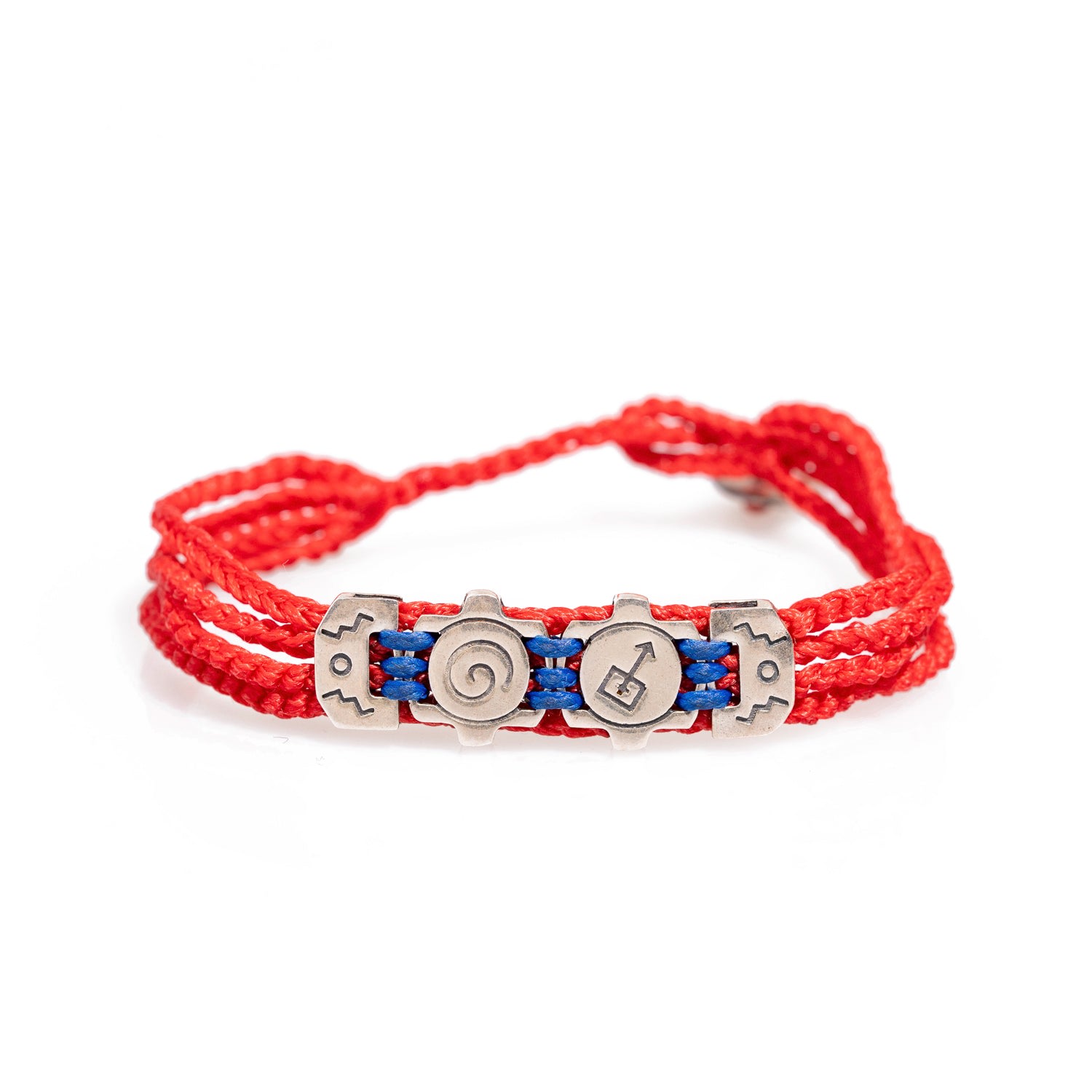 Ebru Jewelry Men's Blue / Red / Silver Spiritual Soul Red Cord Striking Unisex Bracelet - Red In Red