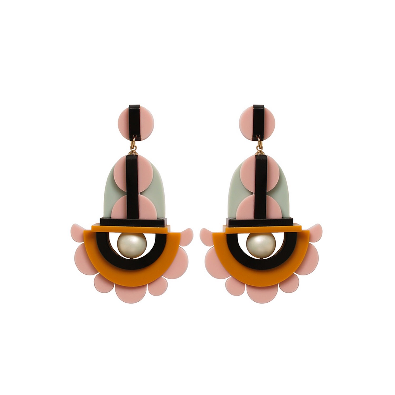 Gissa Bicalho Women's Acrylic Handmade Earring Flower Drops Multicolour