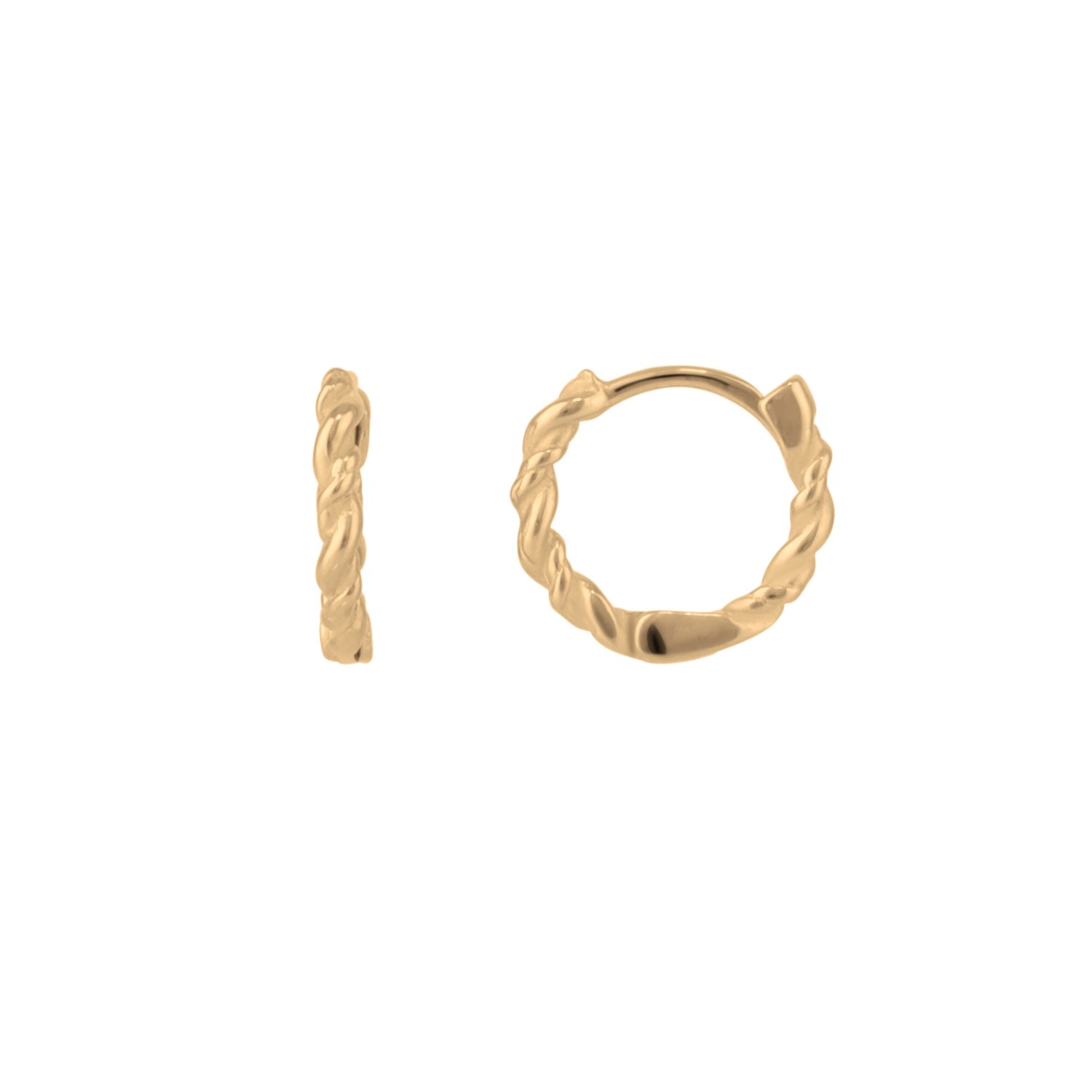 Women's Gold Twisted Sterling Silver Mini Huggie Hoop Earring | Spero London