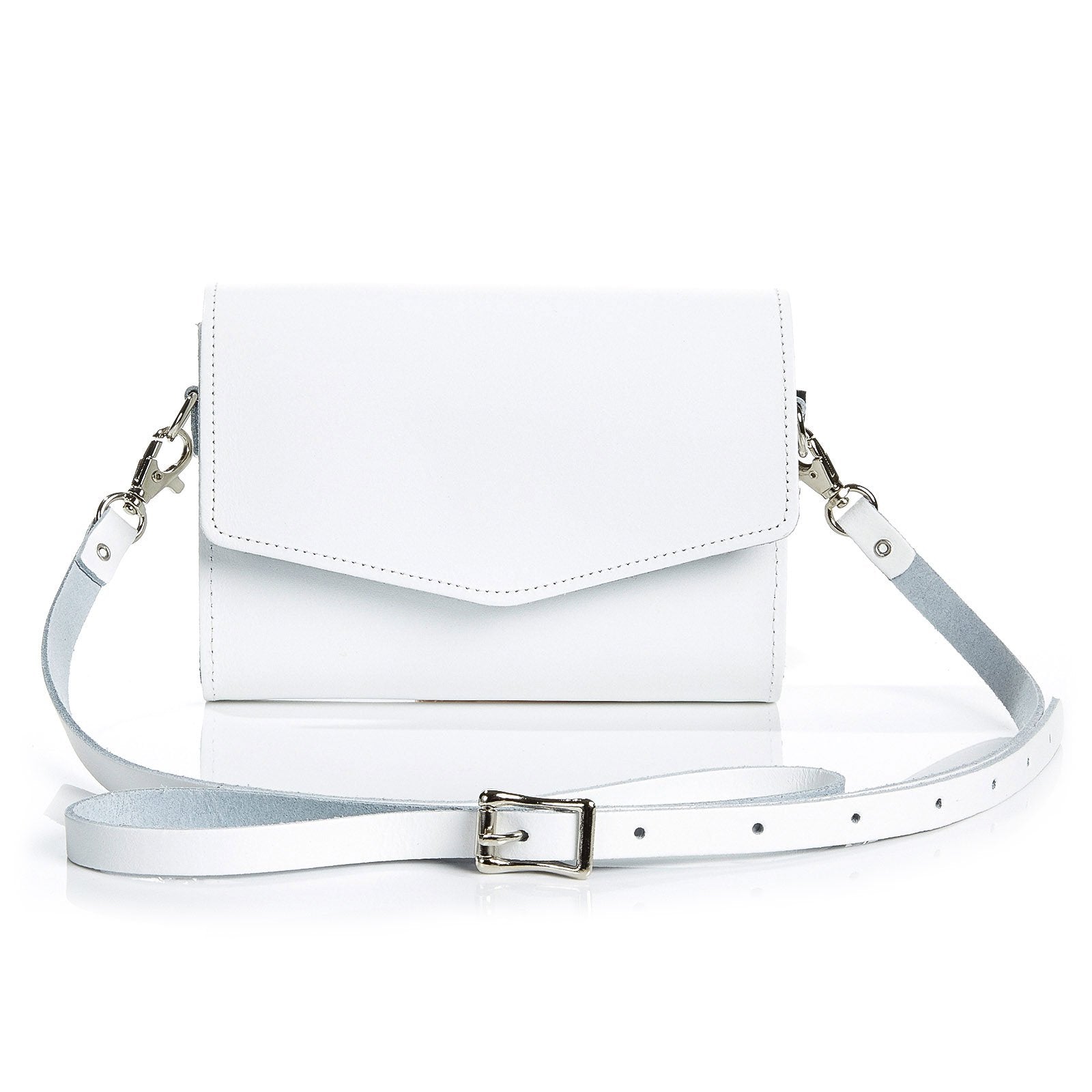Zatchels Women's Handmade Leather Clutch Bag - White In White