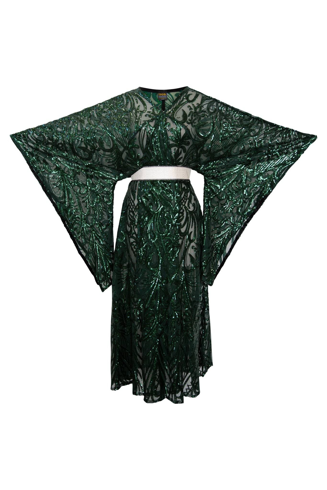 Byvinnik Women's Green Bohémienne Sequin Kimono Robe In Extravagant