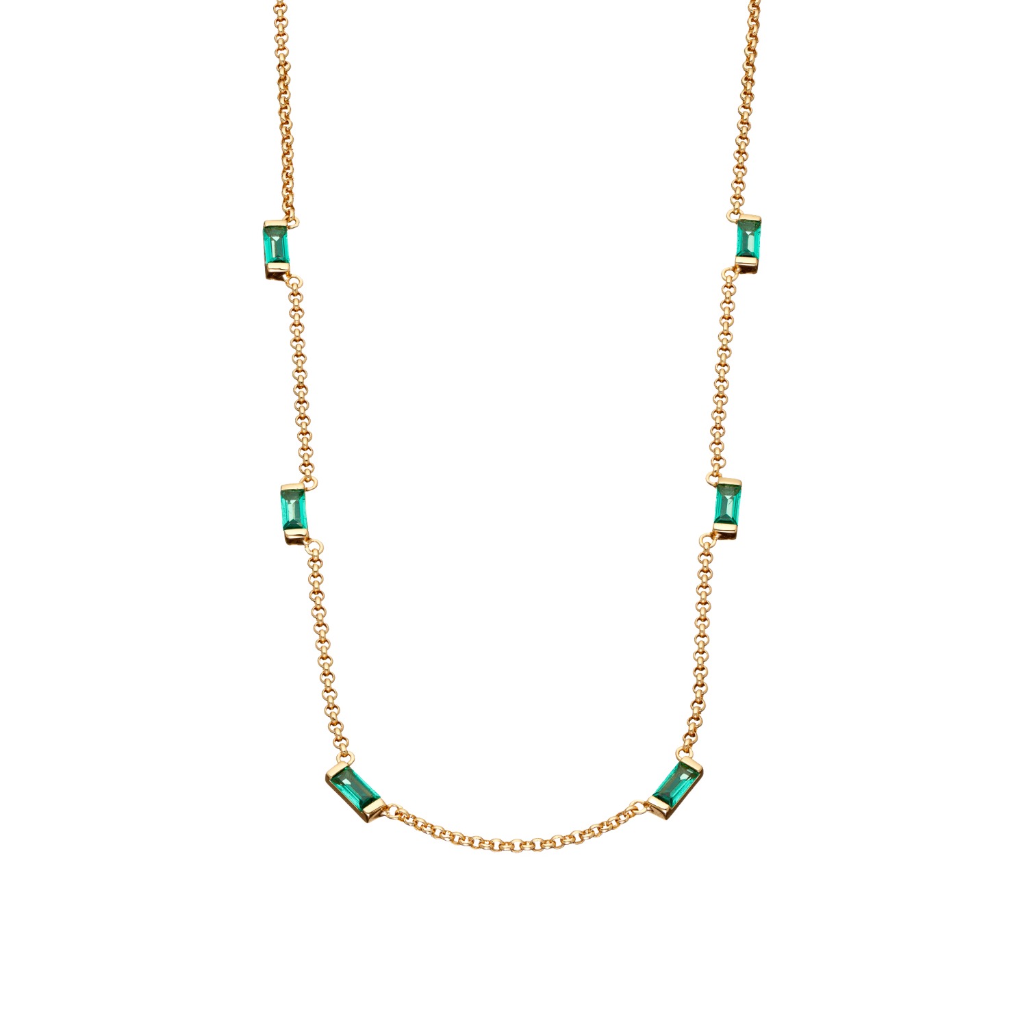 Gold Cleopatra Green Baguette Chain Necklace, Scream Pretty