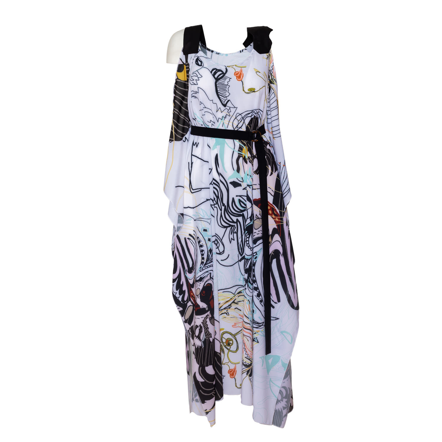 ARTISTA WOMEN'S WHITE IRIS PRINTED DRESS