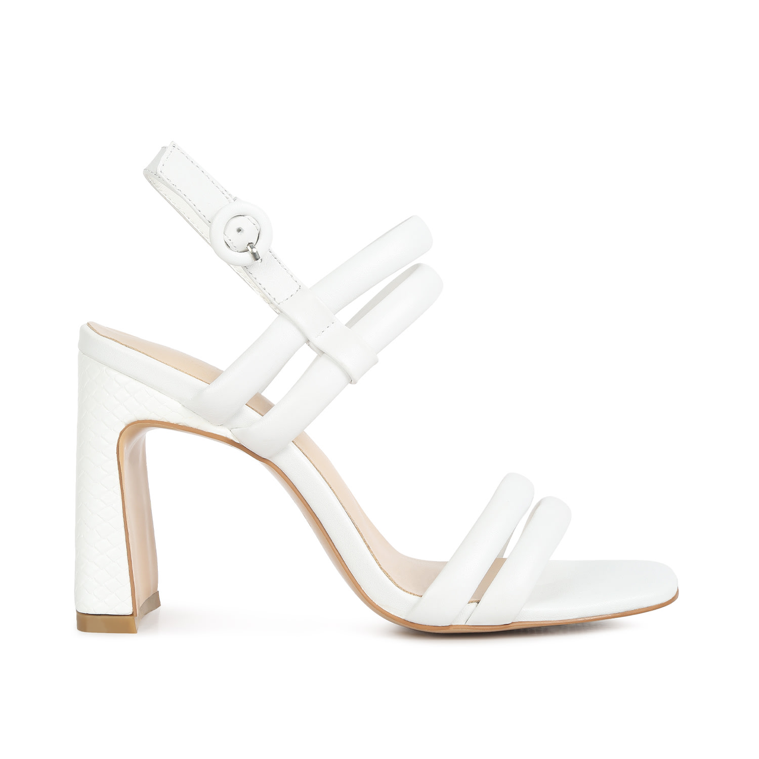 Rag & Co Women's Avianna White Slim Block Heel Sandal By  In White