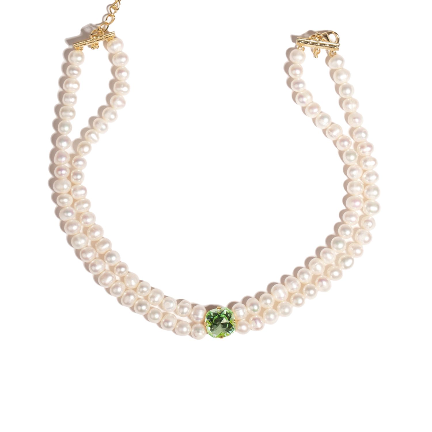 Women’s Green / White Loulou Choker Pearl & Green Lina Paris