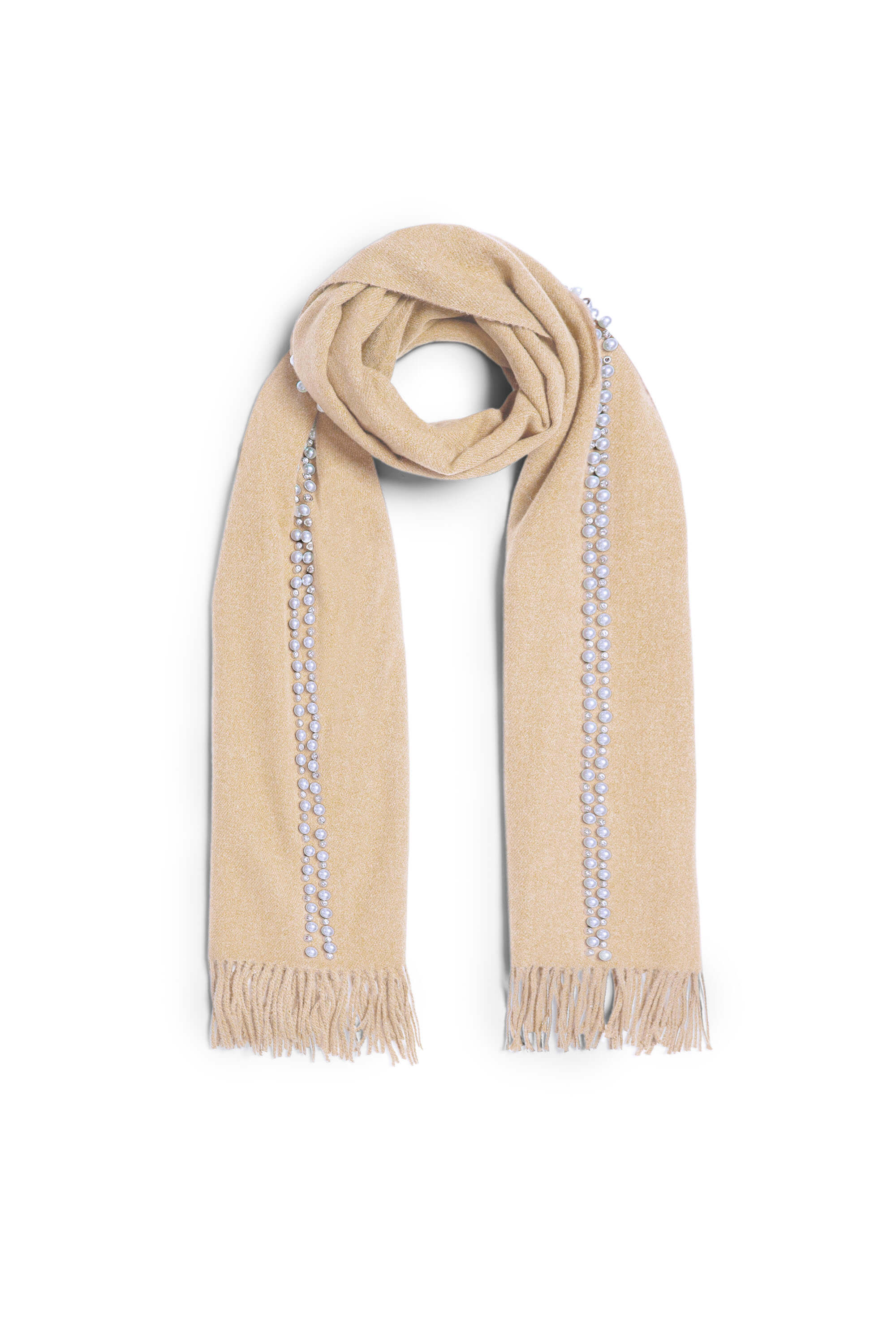 James Lakeland Women's Neutrals Cream Pearl Detail Scarf In Neutral